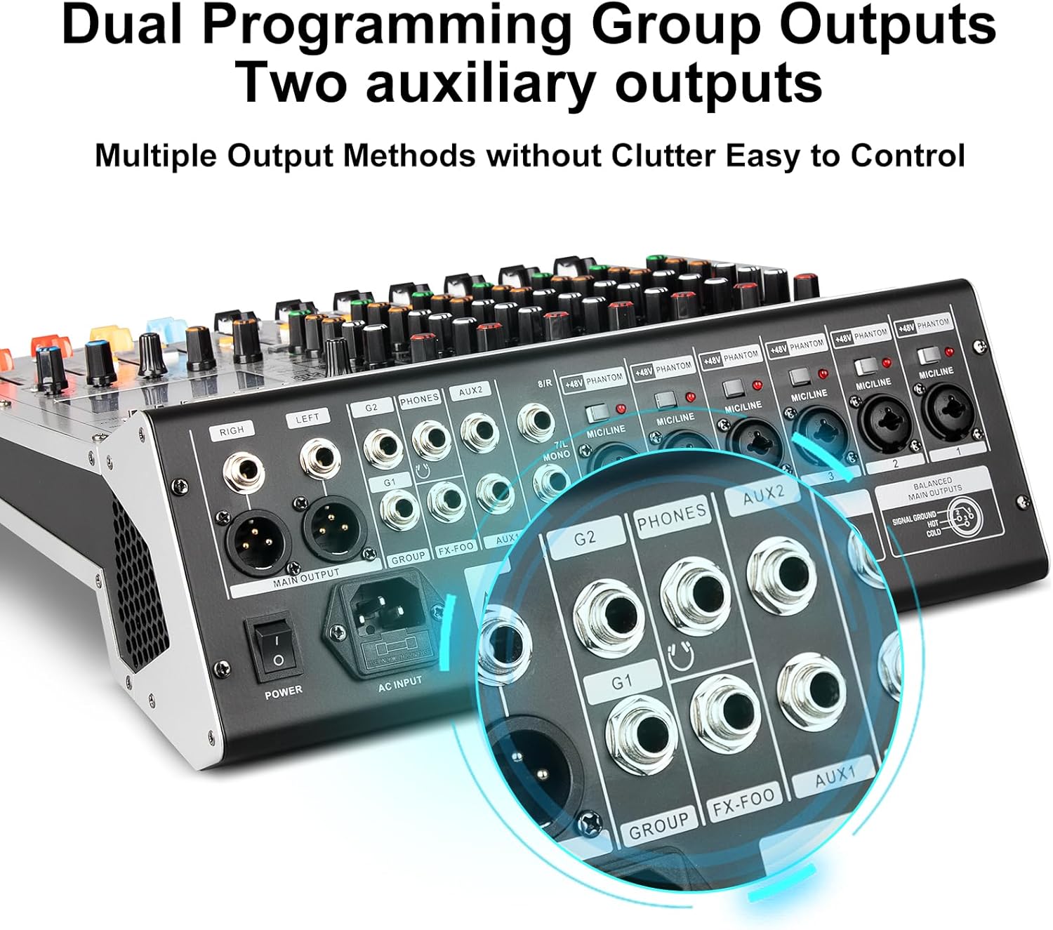 Depusheng AG8 Professional audio mixer 8 Channel with MP3 Player Source USB recording,With grouping and 2 AUX interfaces, 99DSP EFFECTfor Professional and Beginners