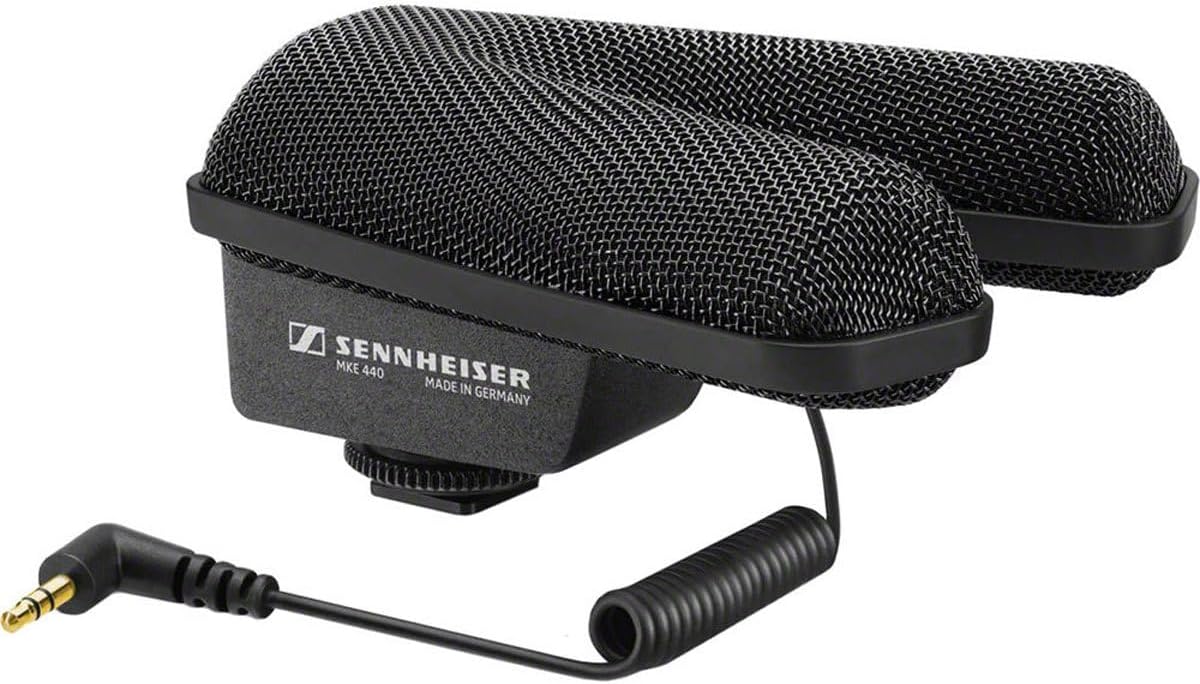 Sennheiser Professional MKE 440 Compact Stereo Shotgun Microphone with 3.5mm Connector for Cameras, 506258,Black