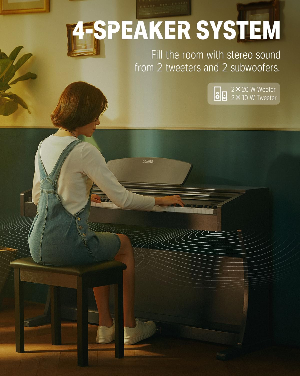 Donner DDP-300 Digital Piano with 88 Graded Hammer Action Weighted Keys, Record, Bluetooth, 10 Voices, 4 Reverb, Speakers, Professional Full Fize Key Keyboard Electric Dark Rose