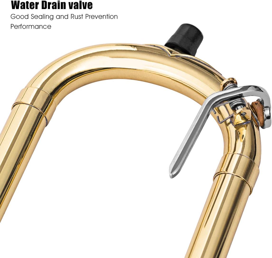 Costzon B Flat Tenor Slide Trombone Brass, Ideal for Standard Student Beginner Trombone w/Case, Gloves, Mouthpiece, Portable