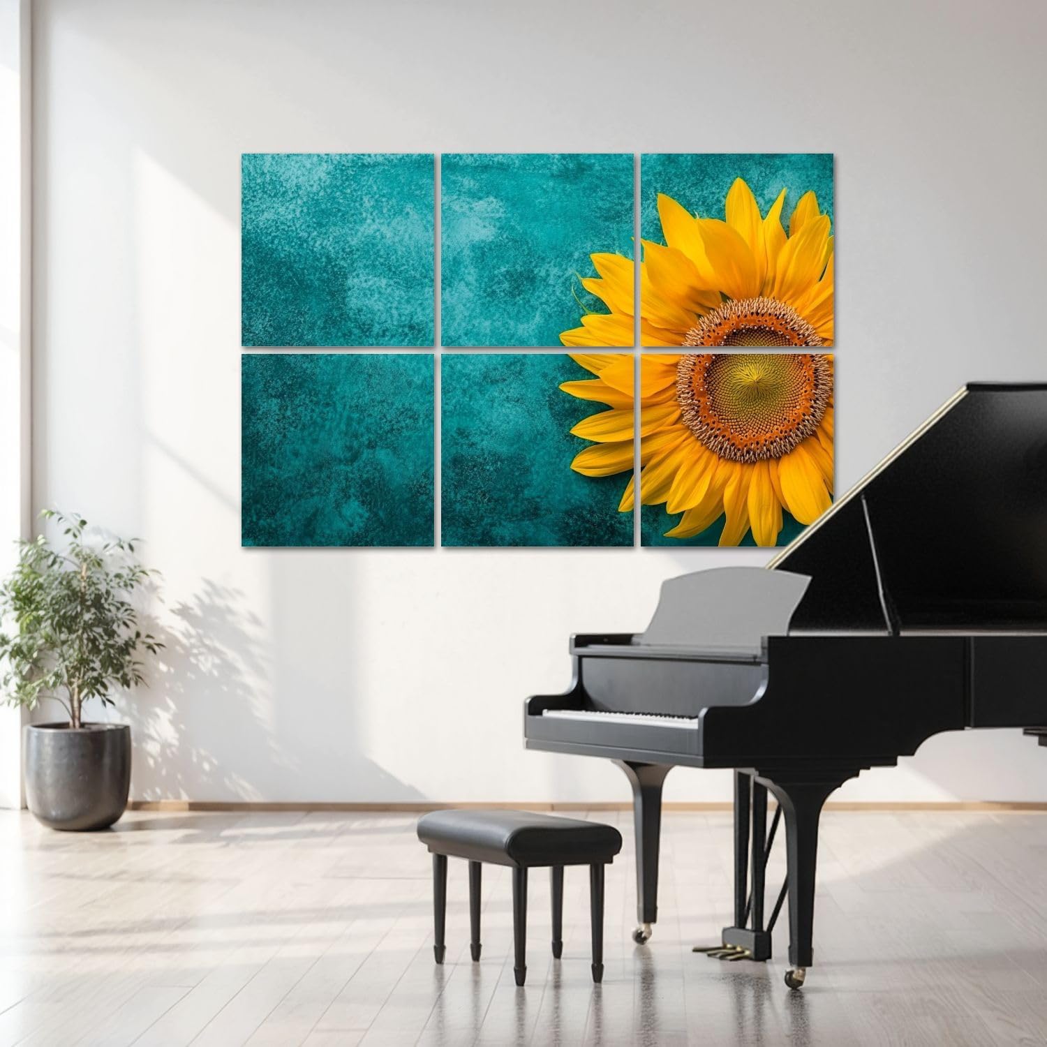 6 Pack Art Acoustic Panels Bright yellow sunflower blue green marble Sound Absorbing Panel 48