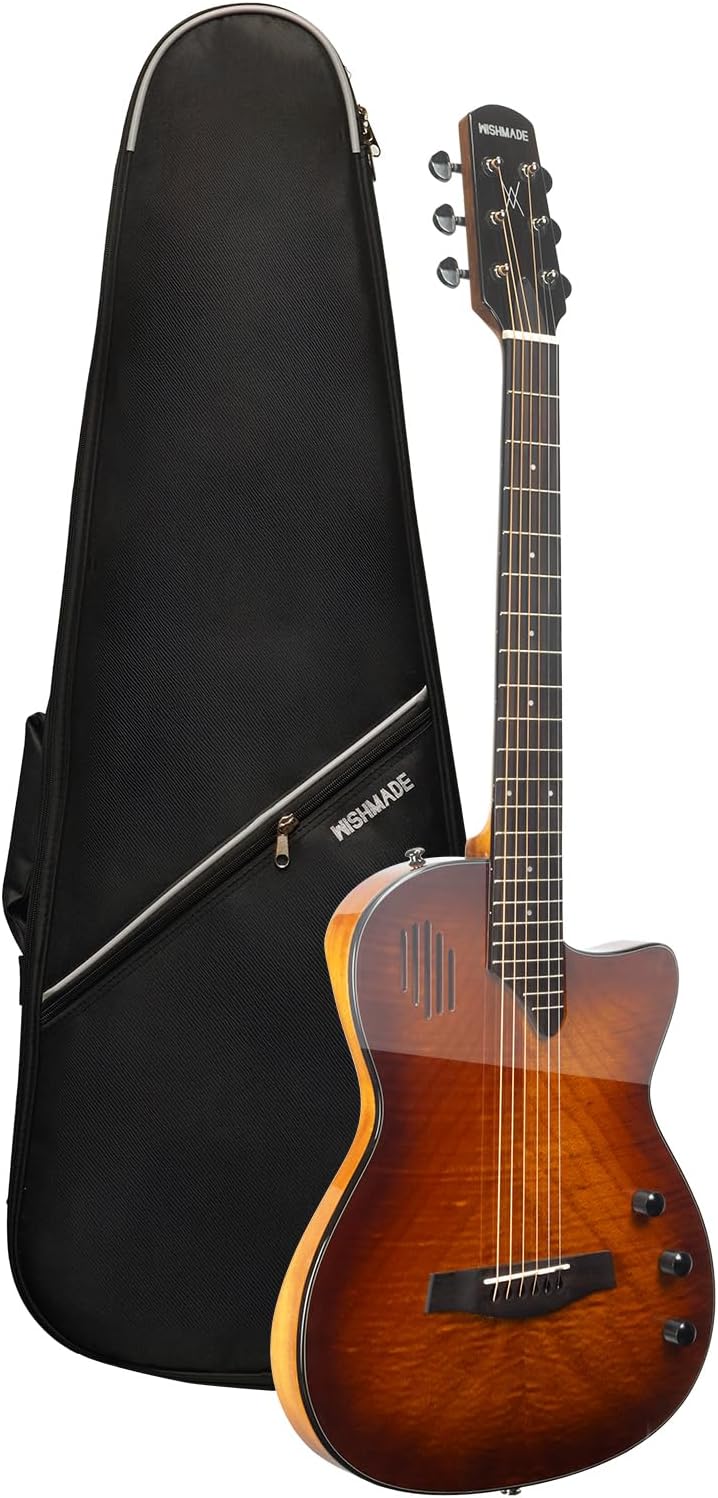 WISHMADE Acoustic-Electric Guitar,6 String Cutaway Guitar Build-in Pickup,Mahogany Body Neck Rosewood Fretboard With Gig Bag for adults (TSB)