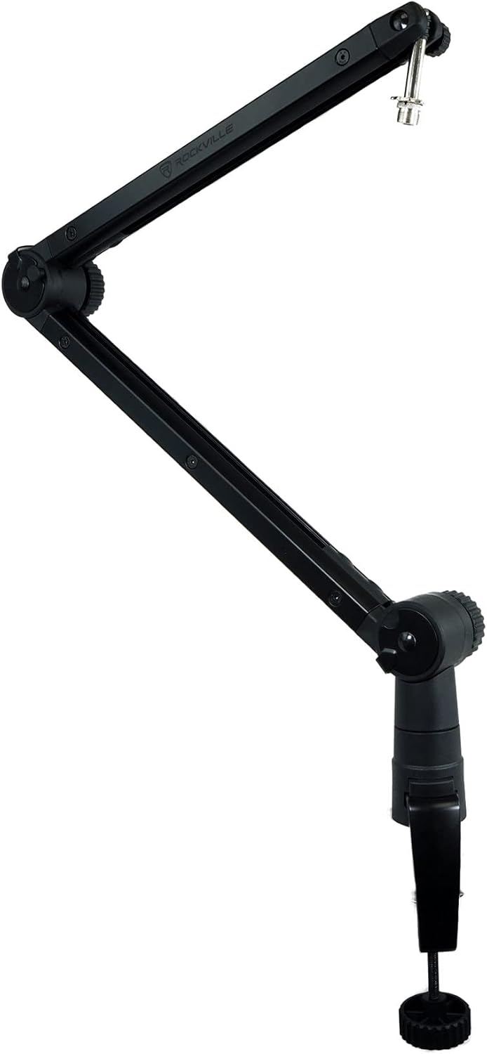 Rockville RCM PRO Bundle: Studio/Recording Condenser Microphone with Capacitors, RG30 Rogan Stand 30-in Pro Boom Arm Mic Stand with Fixed Mount and Desk Clamp, 2-Items