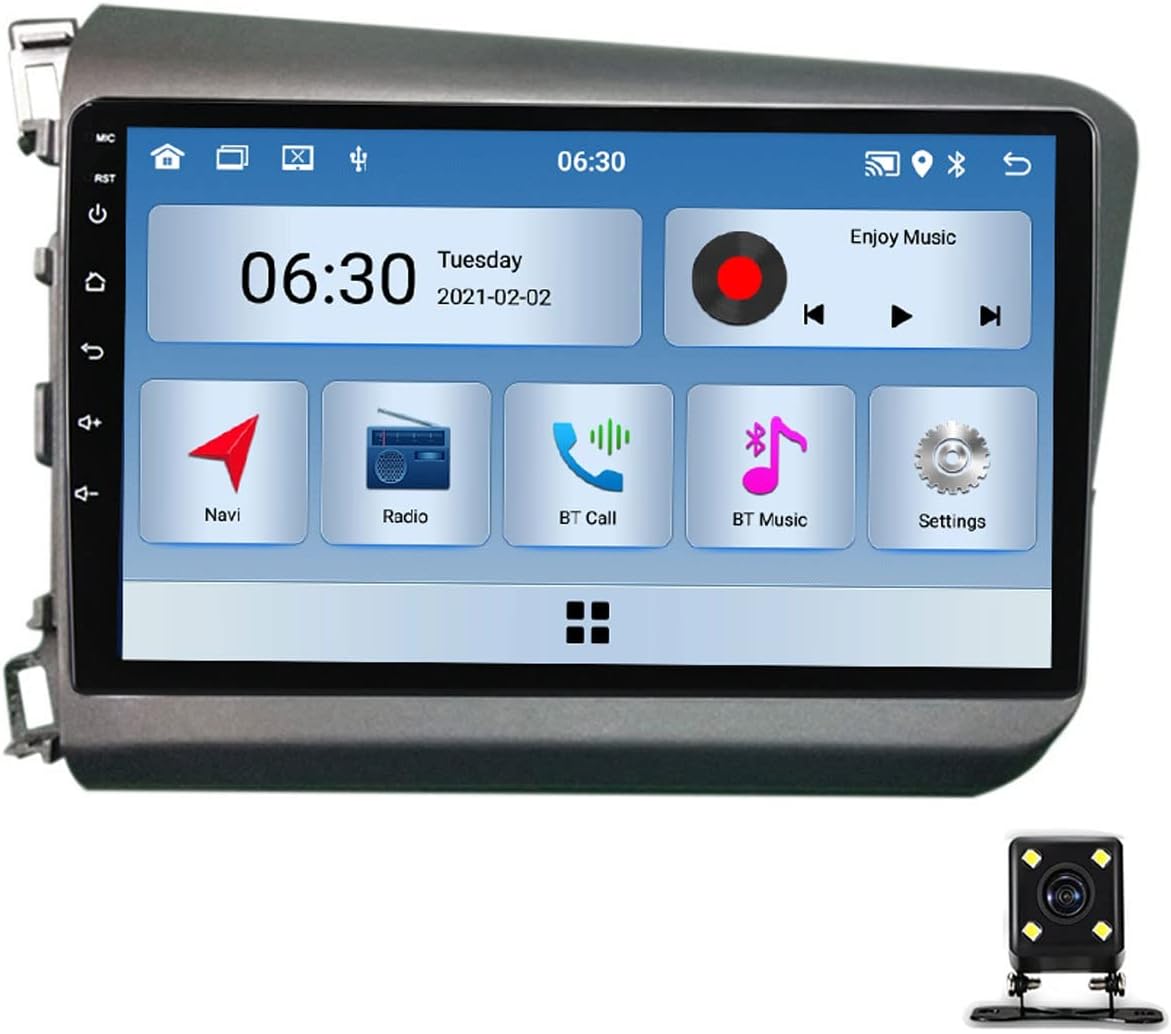 Double DIN Car Multimedia Player, 9 Inch Touchscreen Car Stereo for Honda Civic 2012~2015 with Backup Camera, Bluetooth, Steering Wheel Controls, Mirror-Link, FM Car Radio Receiver