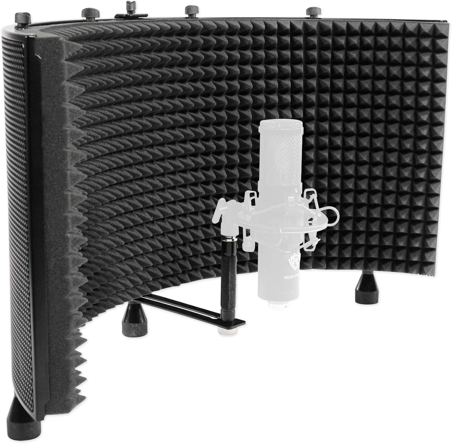 Rockville RCM02 Bundle: Studio Recording Condenser Microphone with Metal Shock Mount, ROCKSHIELD 3 Large Isolation Shield with Sound Dampening Foam for Vocals and Podcasting, 2-Items