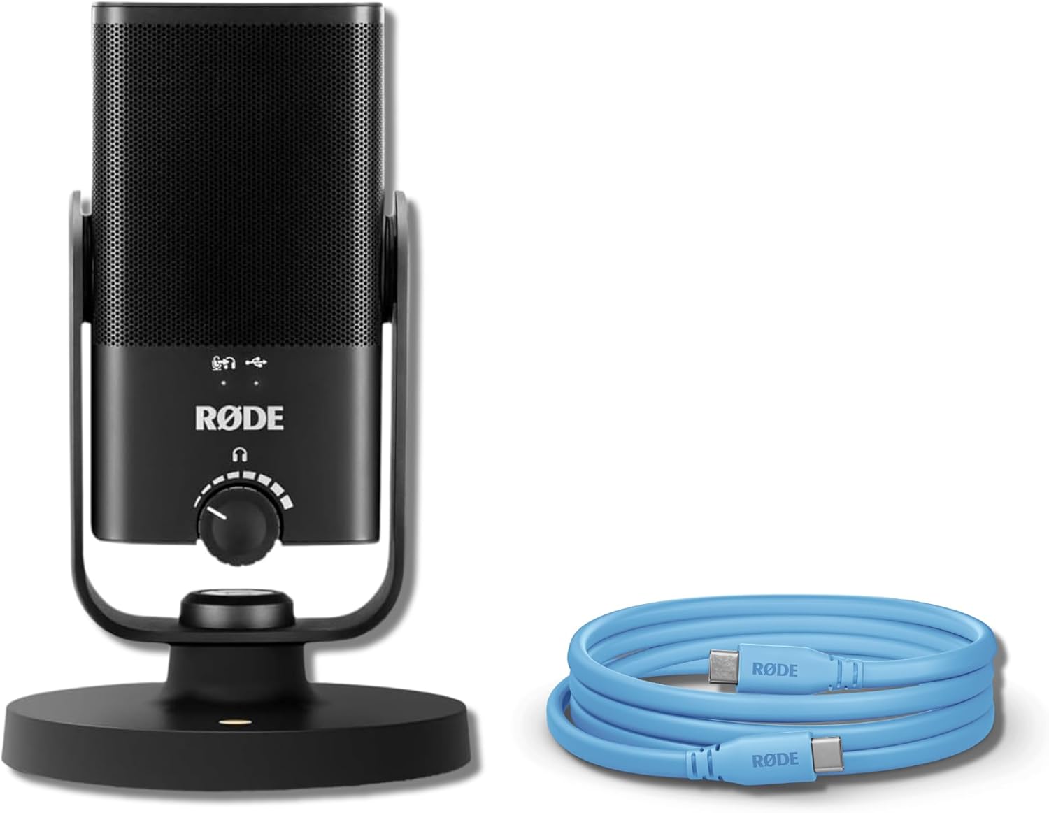 Rode NT-USB Mini USB Microphone for Podcasting, Streaming, Gaming and Vocal Recording with Rode SC17-Blue USB-C to USB-C Cable (5')