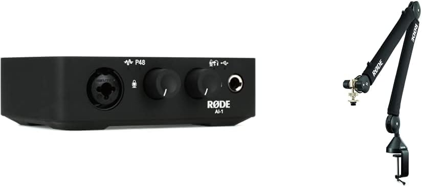 Rode AI-1 USB Audio Interface & PSA1+ Desk-mounted Broadcast Microphone Boom Arm