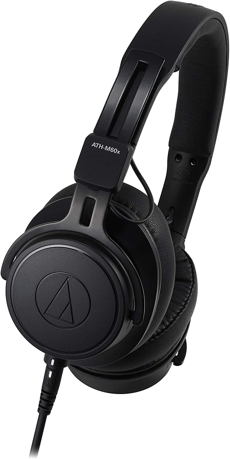 Audio-Technica ATH-M60X On-Ear Closed-Back Dynamic Professional Studio Monitor Headphones Black