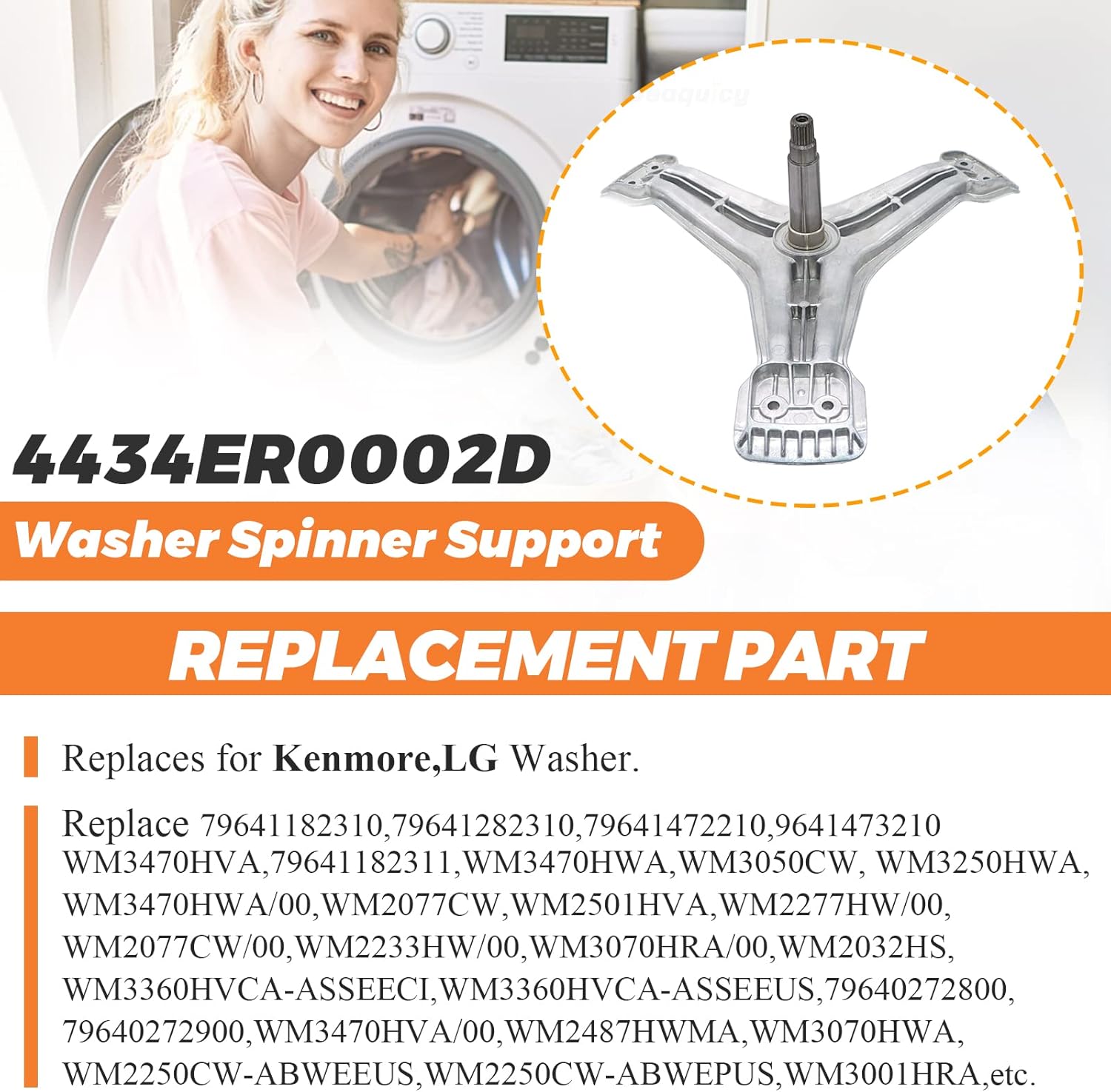 【UPGRADED】4434ER0002H 4434ER0002D 4434ER0002A Rear Drum Spider by Beaquicy-replace the AP5592038 lg spider washer spinner support on the wm2455hg,wm2050cw,wm2487hwm,WM3050cw wm3470hva,wm3875,etc