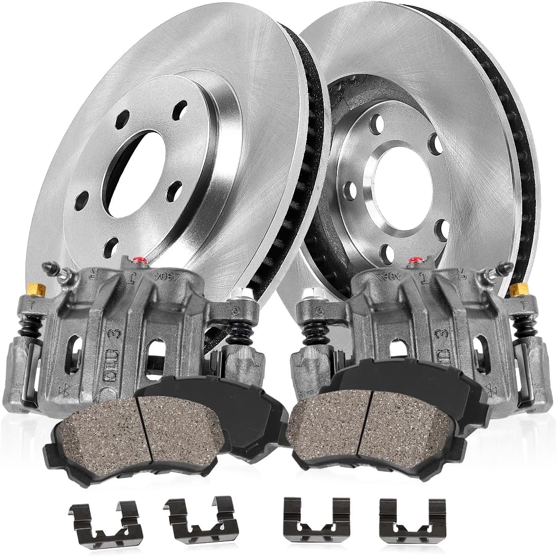 Callahan BRAKE PARTS Rear Replacement Calipers and Brake Disc Rotors and Ceramic Brake Pads + Hardware Brake Kit For Toyota Camry Solara [Application Specific]