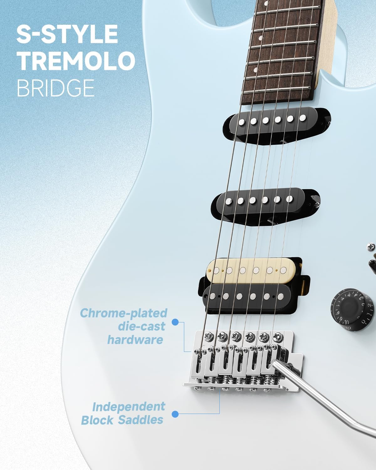 Donner DMT-66 39 Inch Full Size Electric Guitar for Beginner Starter Kit with Bag, Gradient Blue and Mini Electric Amp