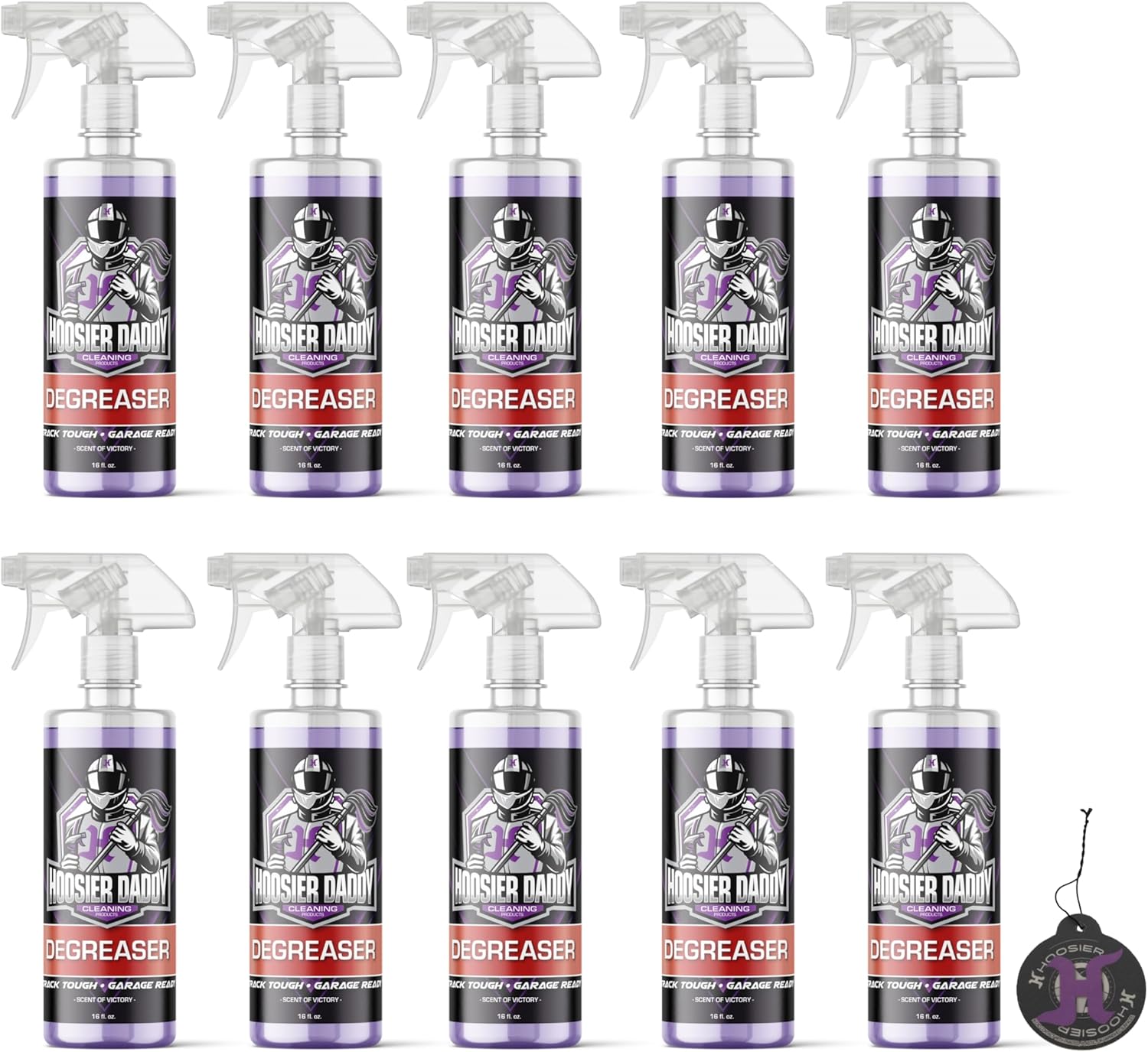 Hoosier Daddy 16oz Degreaser - Ultra-Tough Formula Destroys Grease, Oil, & Grime - Perfect for Cars & Garages + Air Freshener (10-Pack)