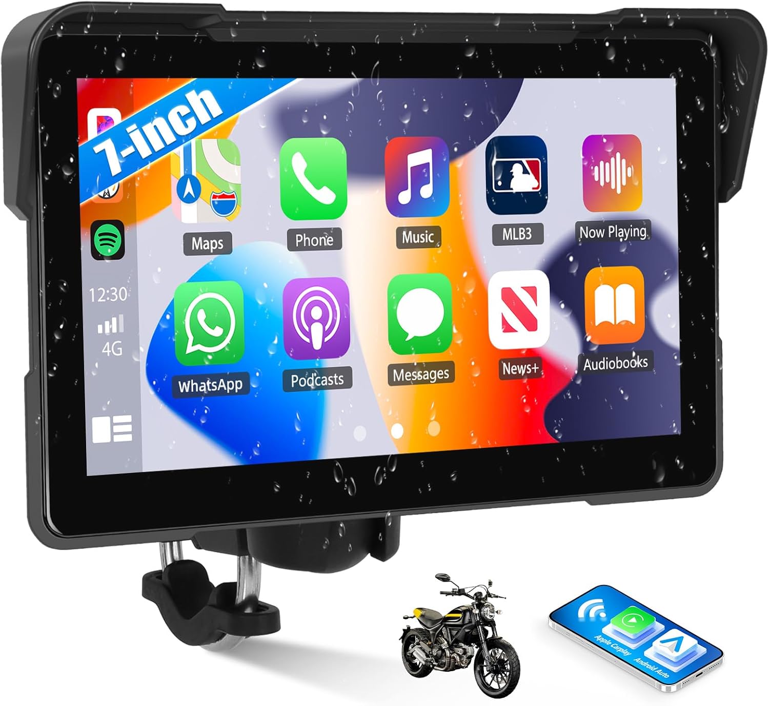 Portable Wireless with Apple CarPlay and Android Auto Screen for Car, 7
