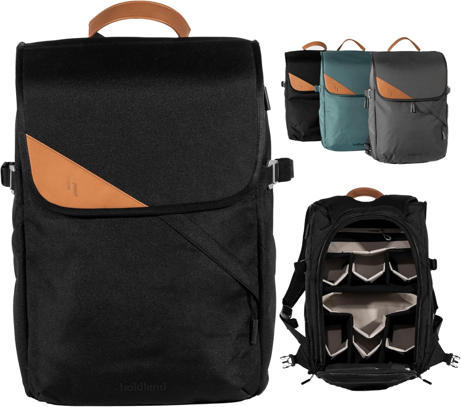 Holdland 28L Camera Backpack Bag for Men or Women Photographers with Waterproof Rainfly, Laptop Sleeve & Removable Hip Belt | For Large or Small DSLR/Mirrorless Cameras | Black