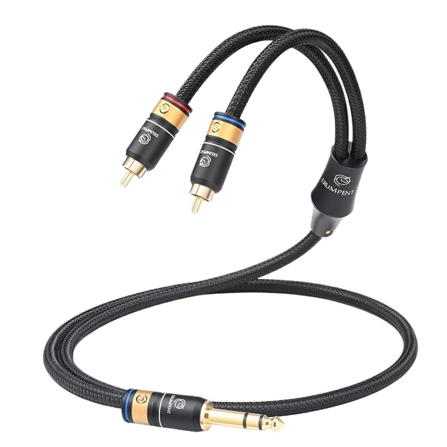 6N OCC HiFi 6.5mm to 2RCA Audio Cable for CD Amplier Gold Plated Plug Stereo 6.5mm TRS Jack to Subwoofe Splitter 2RCA Male Cable(0.5m)