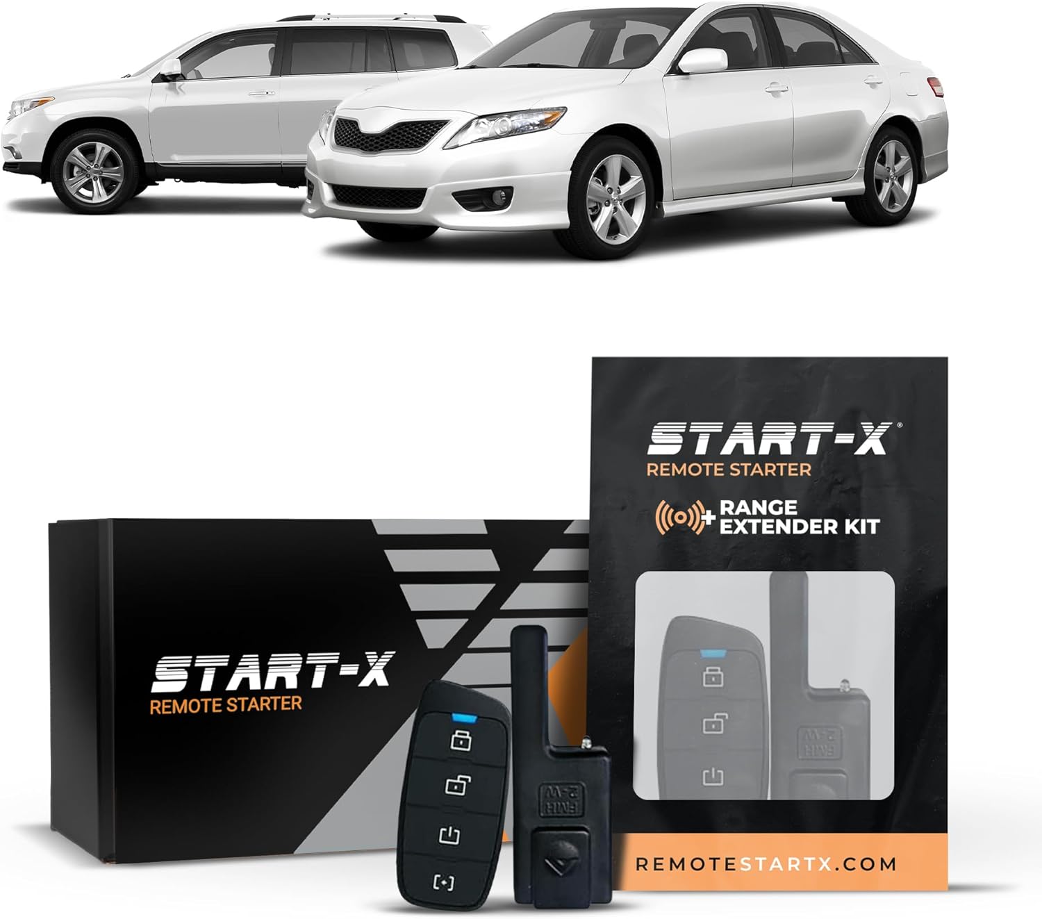 Start-X Remote Starter Kit + 3000ft 2 Way Range Extender for Toyota Camry (2007, 2008, 2009, 2010, 2011) & Highlander (2008-2013) Non-Hybrid Vehicles with Push-to-Start Ignition