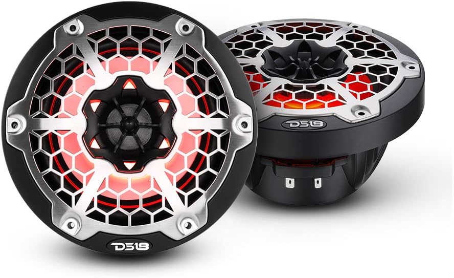 DS18 Hydro NXL-6M/BK - High End Mesh Grill Coaxial Speaker Pair - 2-Way Car Speaker with Integrated RGB Lights - 300 Watt Car Audio System - Water Resistant Speakers - 6 Inches, Black (Renewed)
