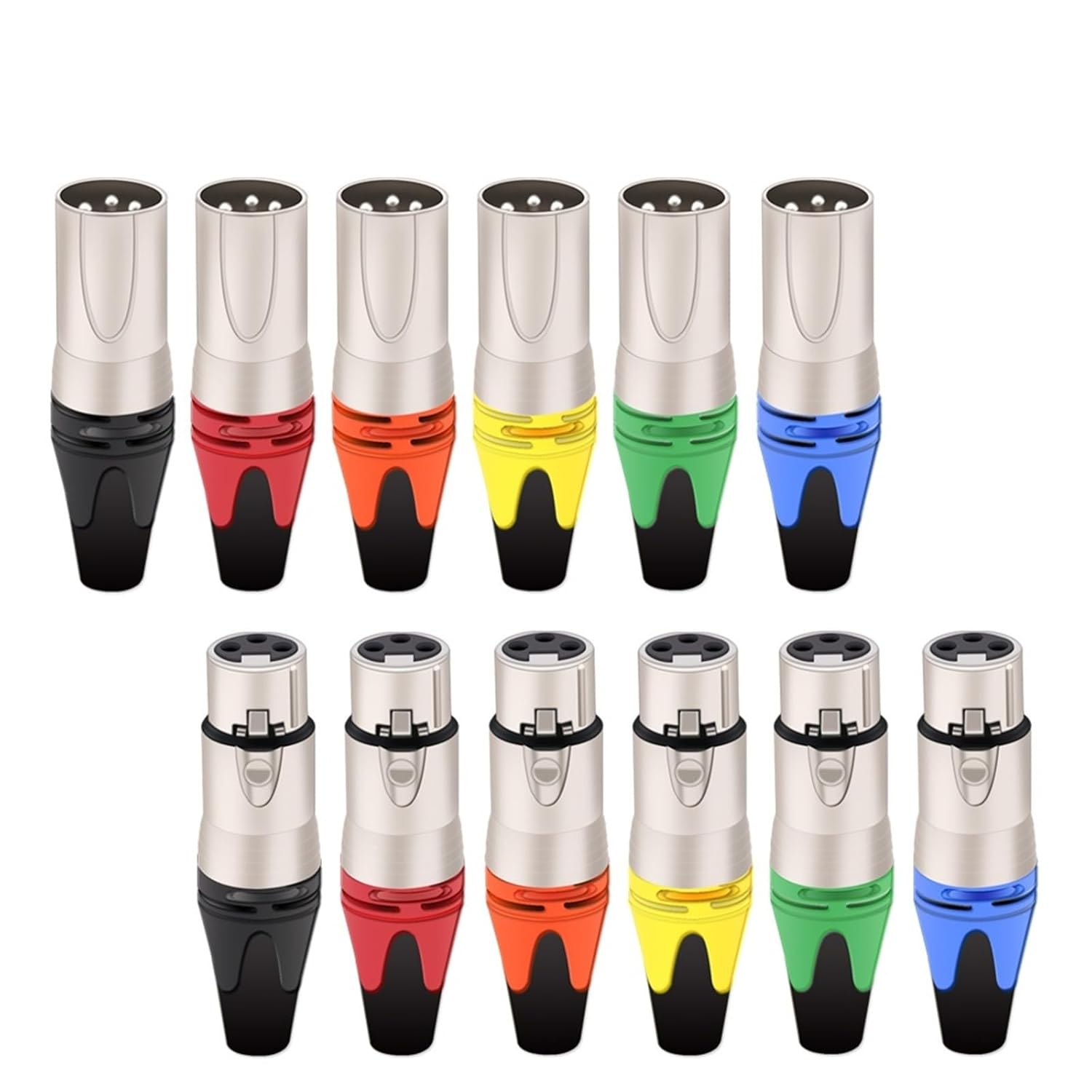 20Pcs/10sets 3 Pin XLR Female Jack Male Plug Professional 3 Pole XLR Socket Plug Microphone Cable Terminal Wire Connector Silver (Color : 10xM 10xF-Green-S)