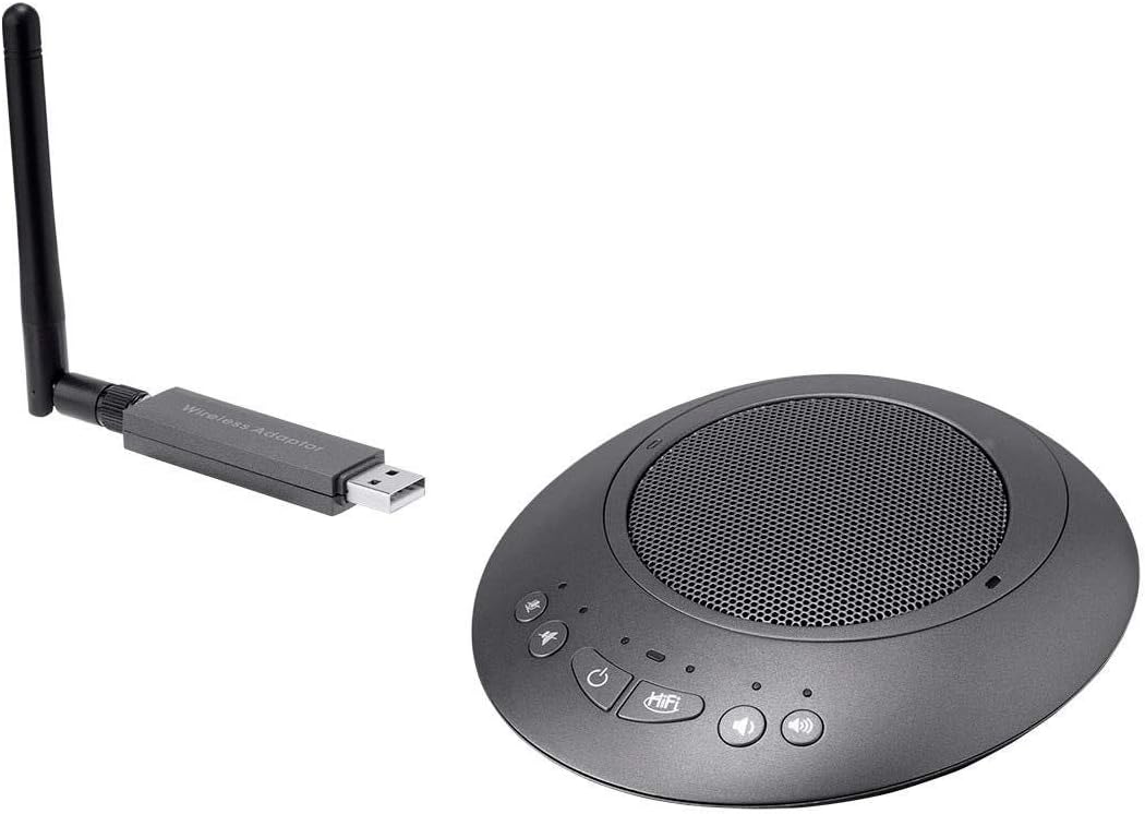 Workstream by Monoprice Wireless Omni Directional USB Conference Room Mic and Speaker, 360 Degree with Noise and Echo Cancellation
