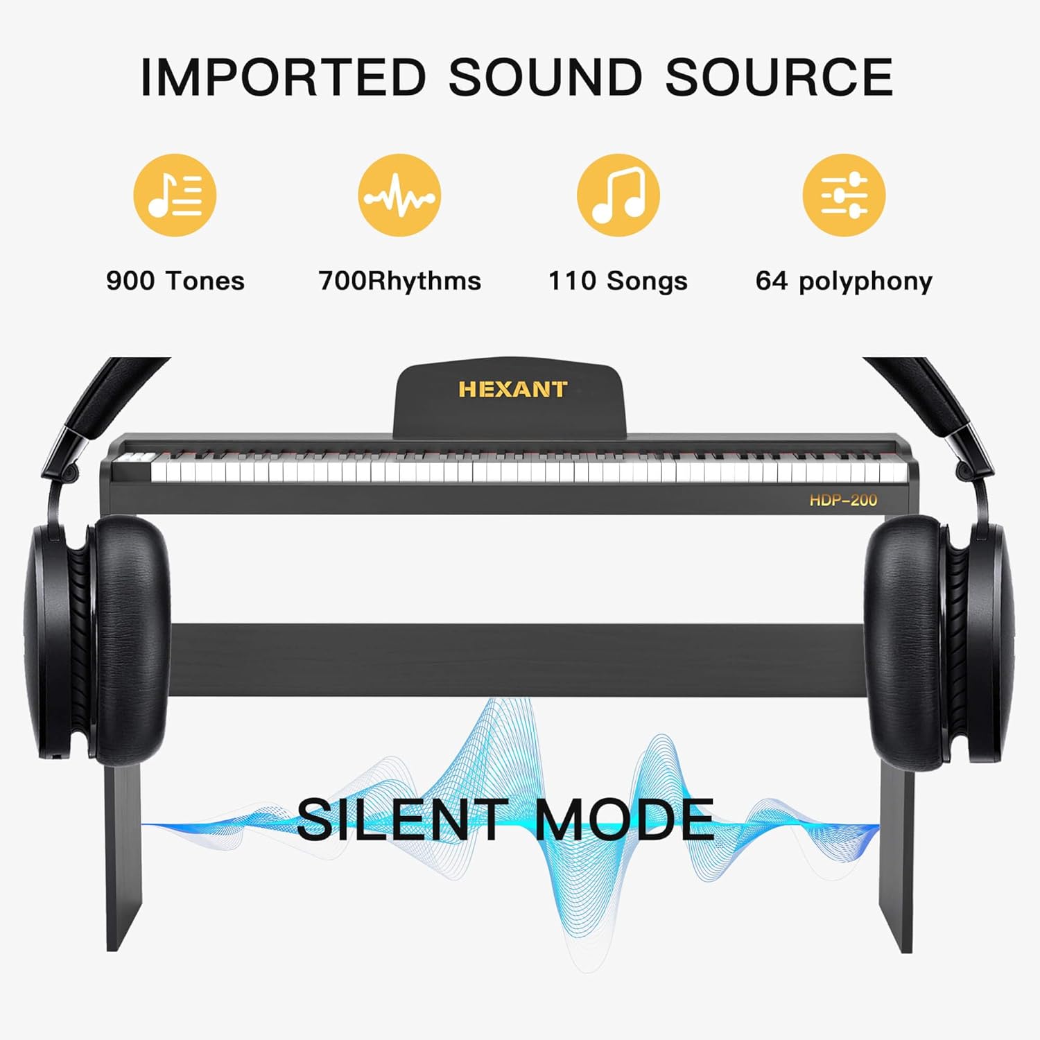 88 Key Digital Piano Keyboard, Semi Weighted Electric Keyboard Piano with 900 Tones, 700 Rhythms, 110 Demo Songs, 64 Polyphony and Sustain Pedal, Full Size Home Digital Piano for Beginners and Adults