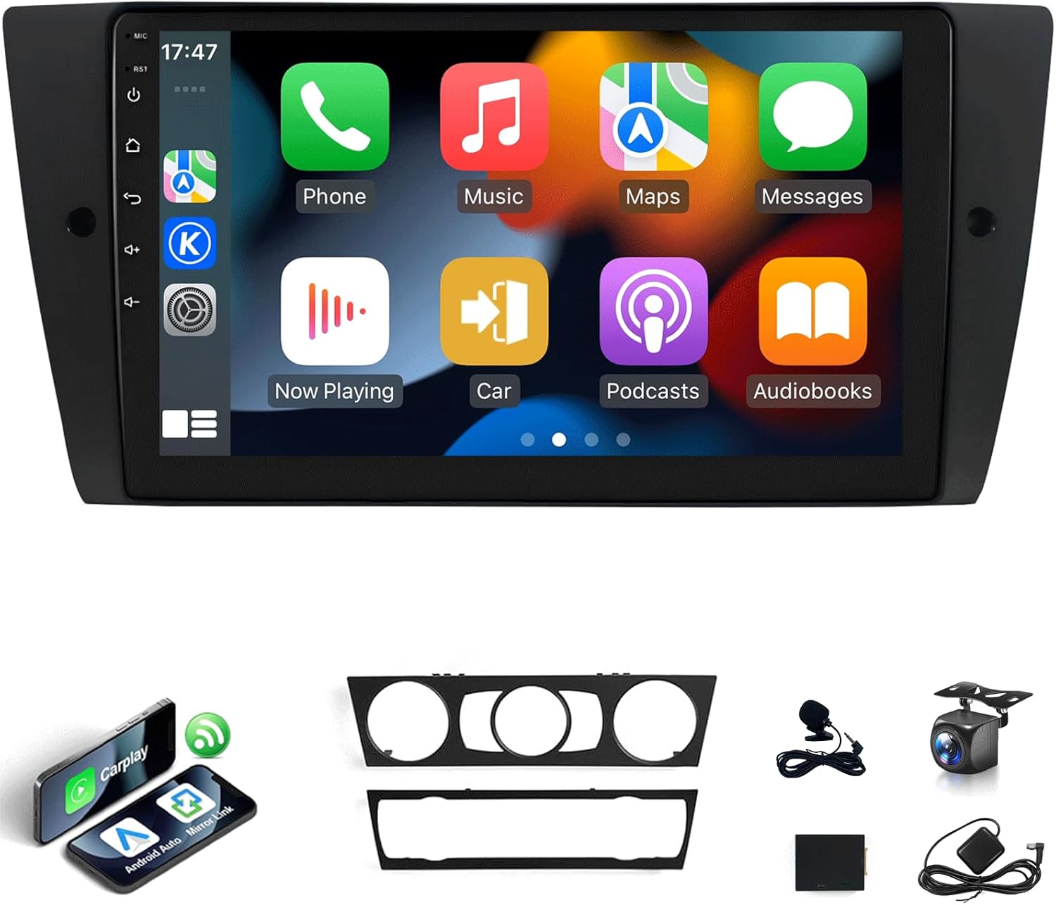 Car Stereo for BMW 3 Series 328i 335i 325i E90 E91 E92 E93 2005-2011 Radio Wireless CarPlay Android Auto, 9