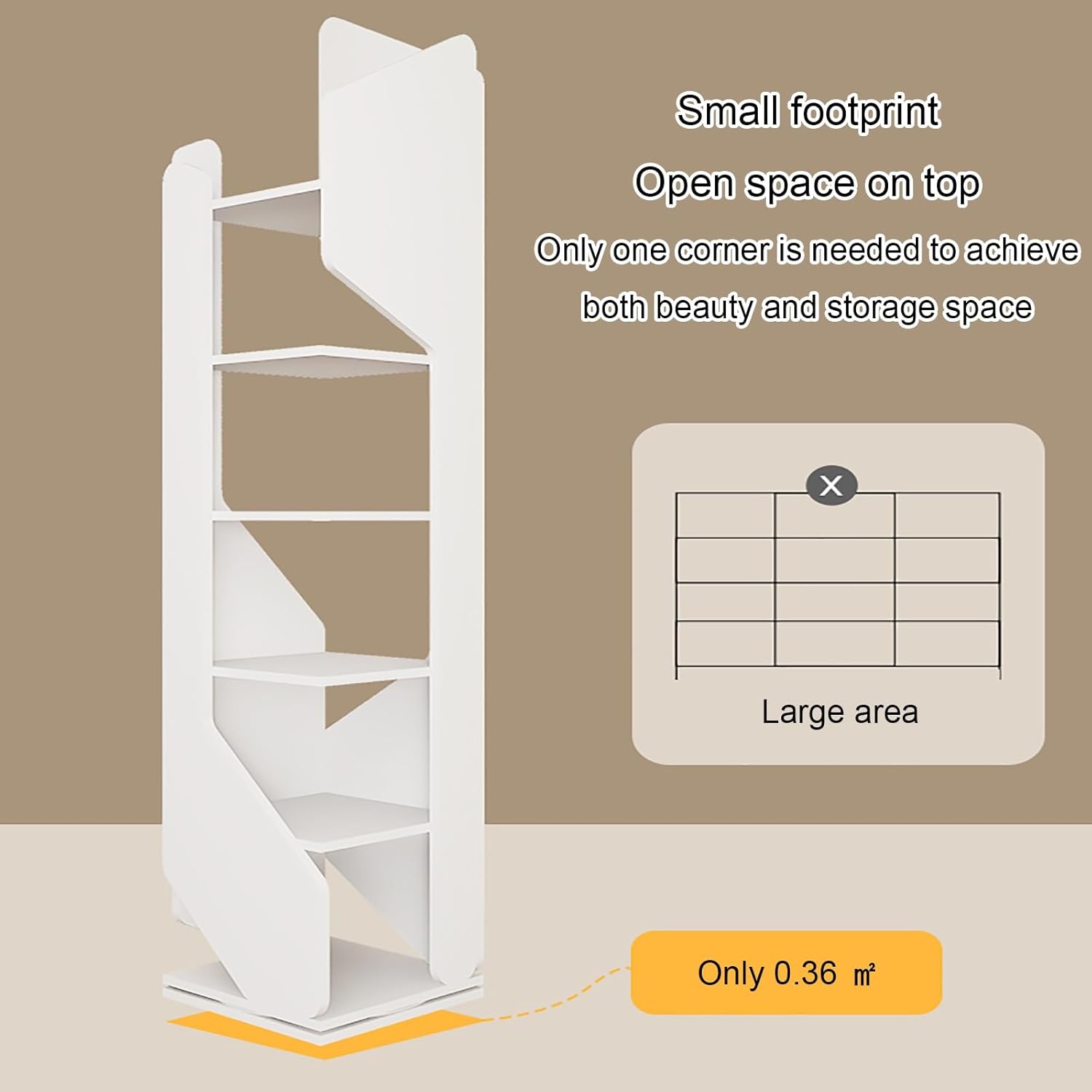 Multilayer Rotating Bookshelf Tower, 360° Display Spinning Bookcase, Tall Floor Standing Storage Rack, Corner Organizer Revolving Bookshelf, for Bedroom Living Room(Black,160cm/63in)