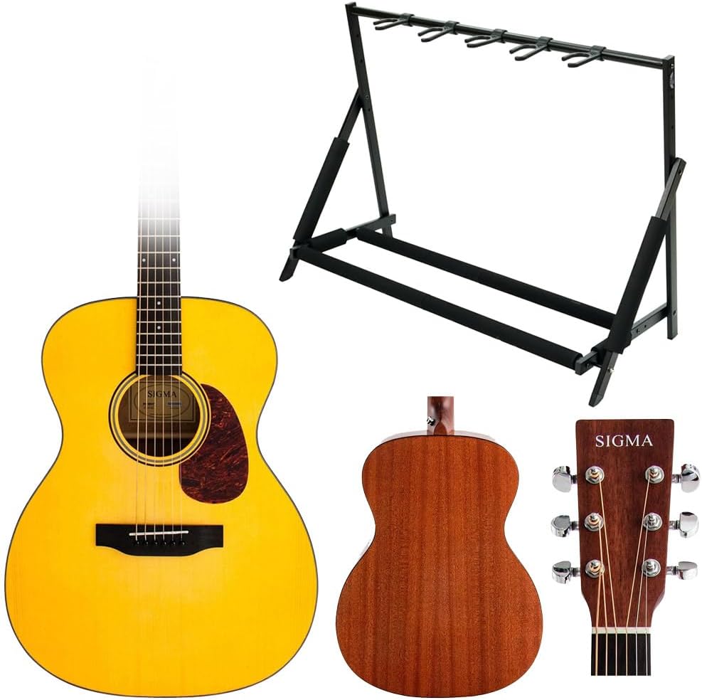 SIGMA 40” OOO Acoustic Guitar + Stage Rocker Multi Guitar Stand
