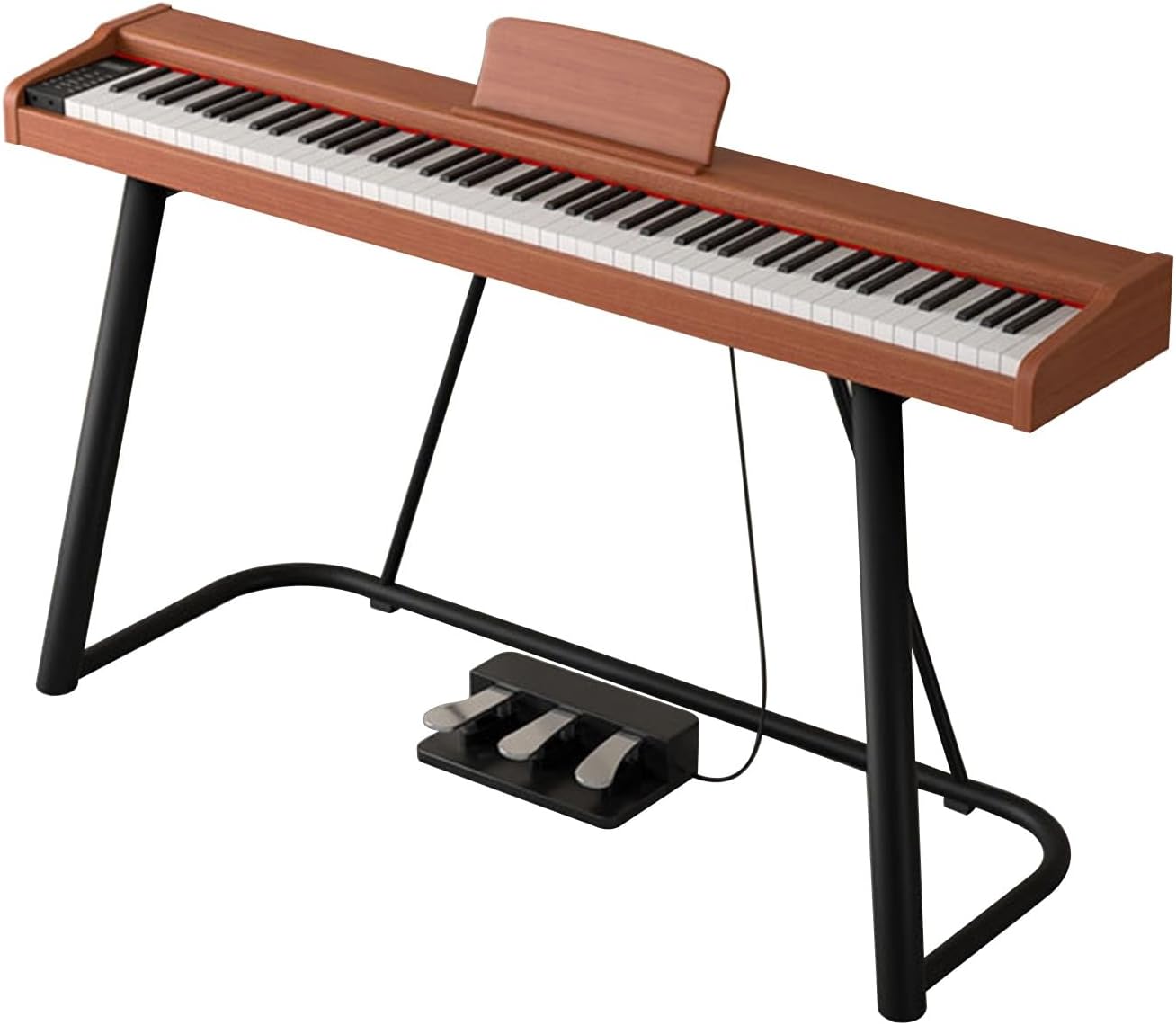 88 Key Weighted Action Digital Piano Grade Hammer Action Keyboard For Beginners And Professional With Stand, Triple Pedal, Carrying Bag And Music Sheet(Brown)