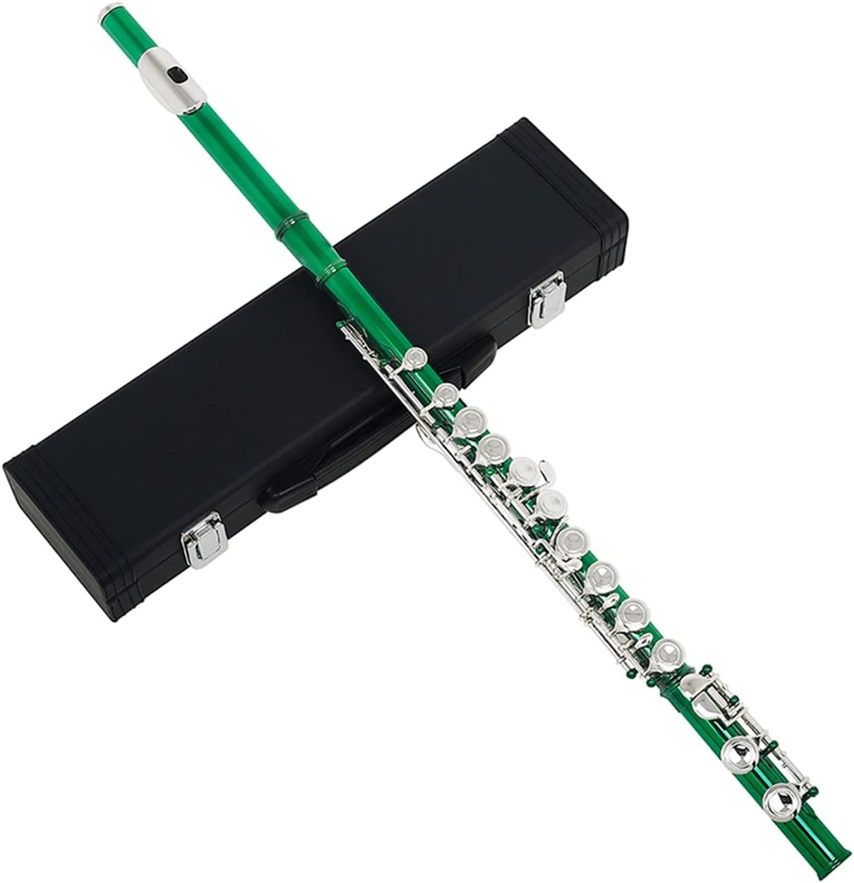 Flutes Musical Instrument Beginners Flute 16 Holes Closed Hole Green Transverse Flute C Tone Cupronickel Woodwind Musical Instrument with Accessories