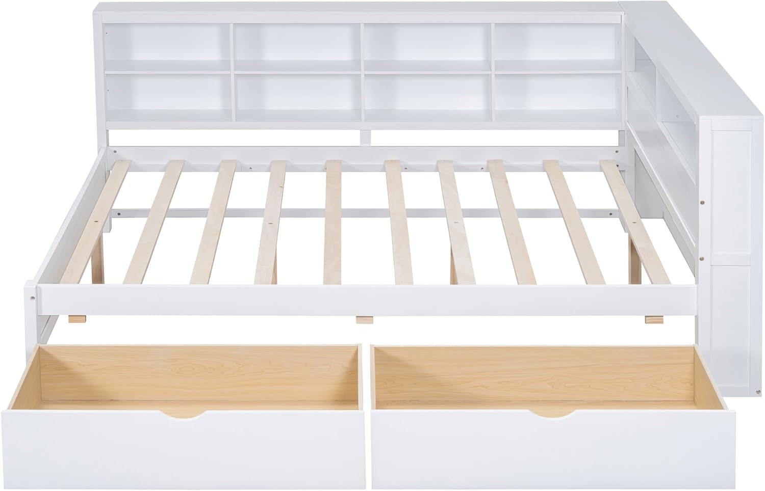 Wooden Twin Size Daybed with Storage and Charging Station, Twin Daybed Frame with 2 Drawers for Bedroom and Guest Room White (Product C)