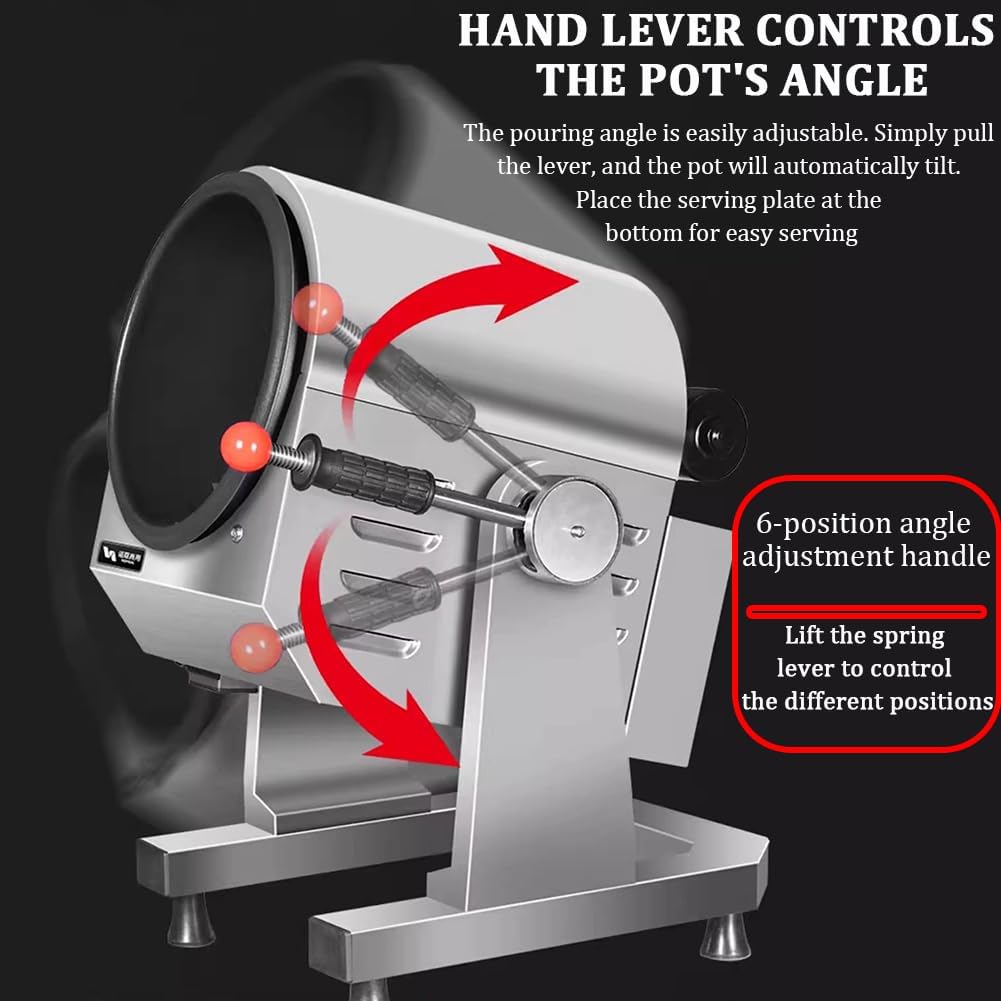 Tabletop Automatic Stir-Fry Machine, 360° Stir-Fry Cooking Machine, Stainless Steel Drum Stir-Fry Machine, Natural Gas Water Spray Rotary Wok, Commercial Kitchen Equipment.,36cm Wok