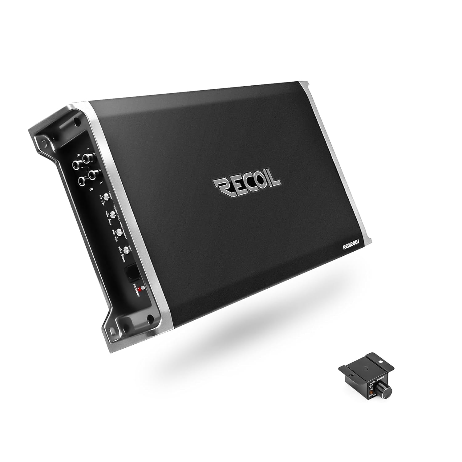 Recoil RED1200-1 2500 Watts Class-D Strappable Car Audio Mono-Block Subwoofer Amplifier, 1 Ohm Stable, Remote Bass Knob Included