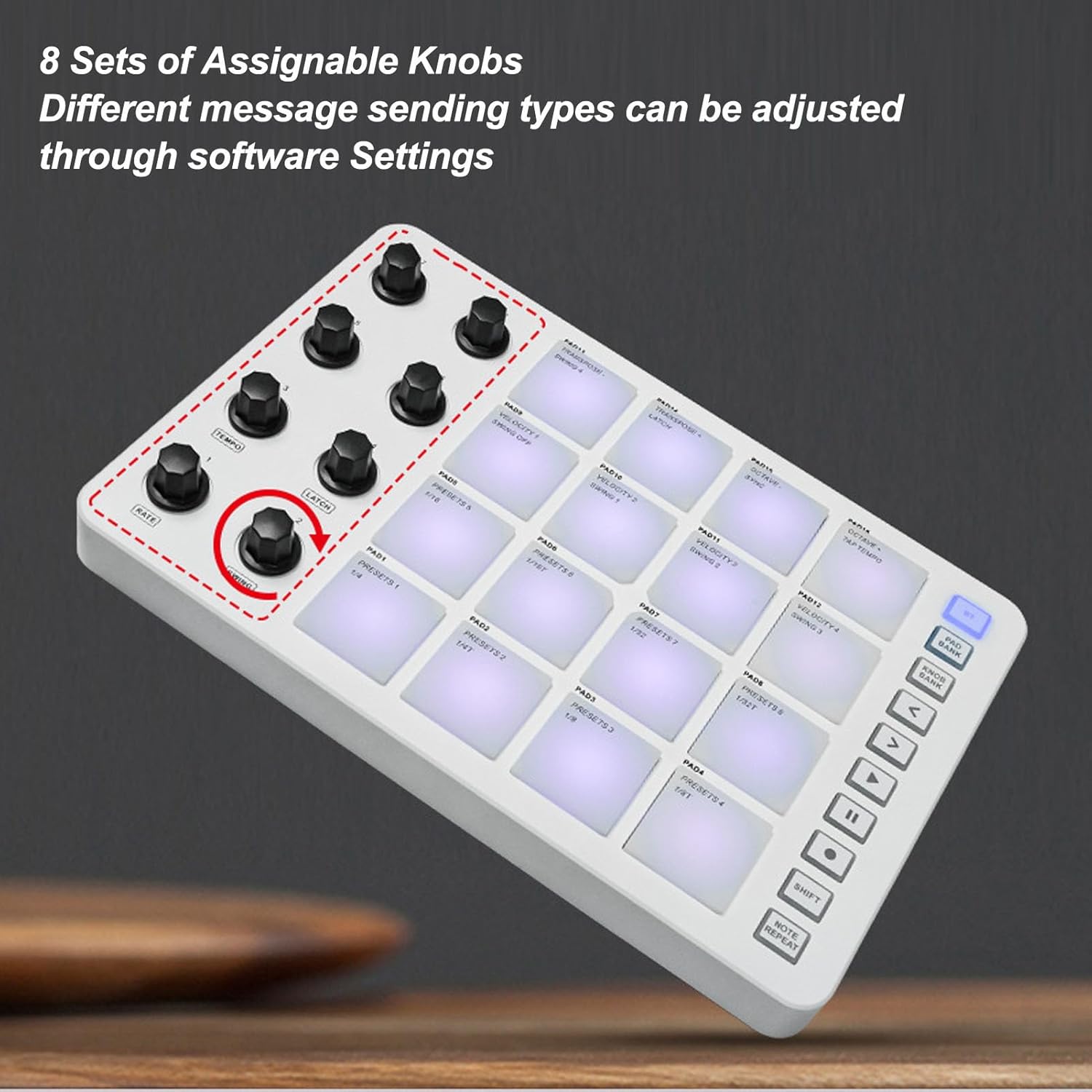 MIDI Controller, with 16 RGB Drum Pads, 8 Rotating Knobs, USB Beat Maker Machine for Music Production