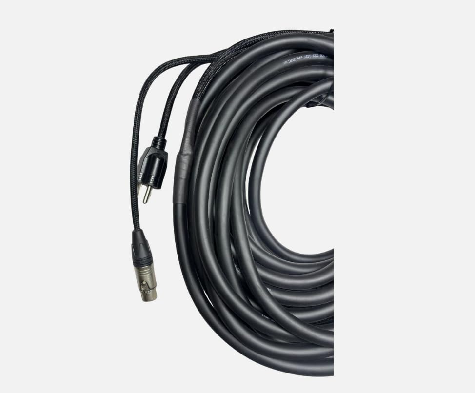 LASE 50 Ft Siamese NEUTRIK PowerCon AC & XLR Audio Combo Cable (Powered Speakers