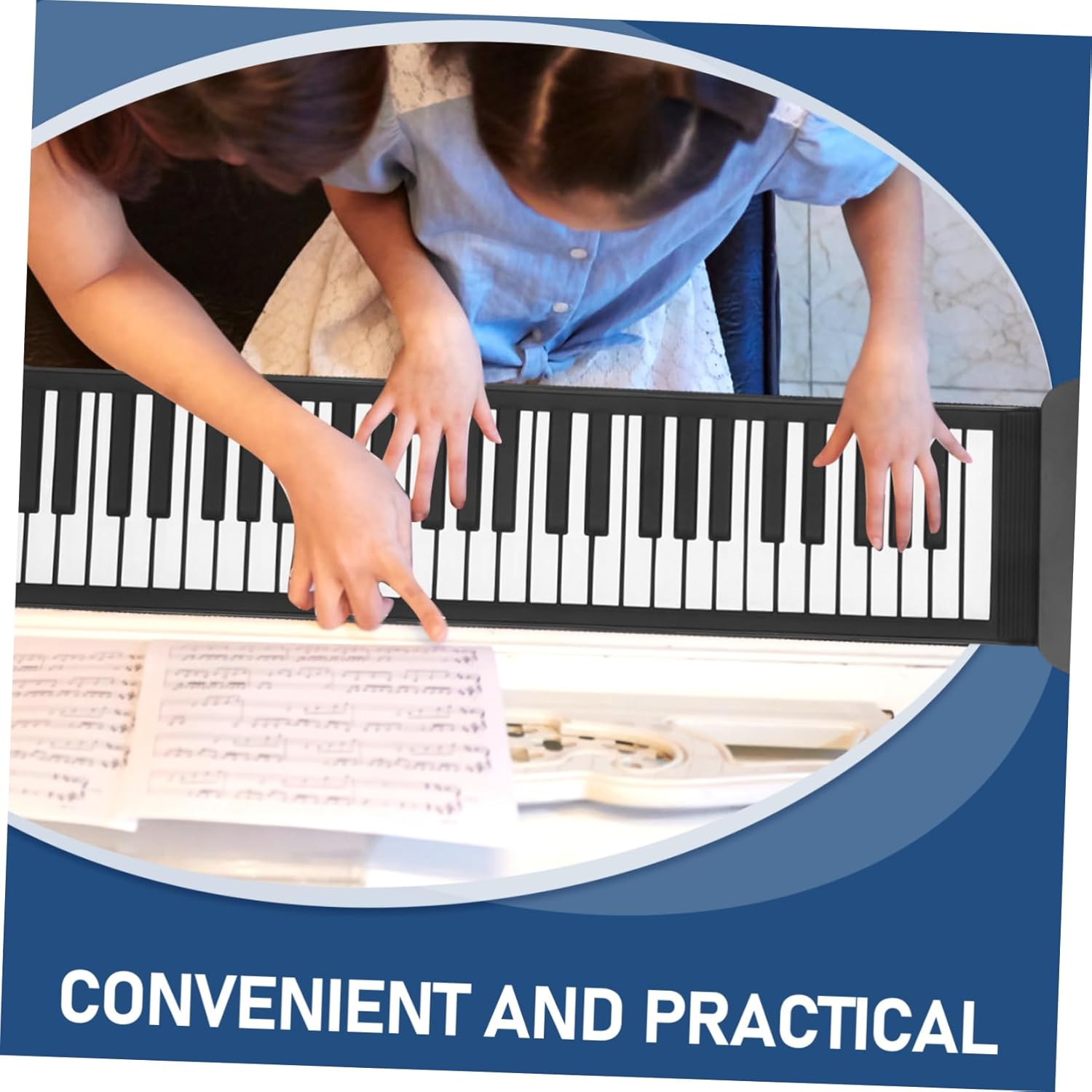 61 Key Hand Rolled Electronic Piano Roll up Portable Digital Keyboard Foldable Piano Speaker Headphone Jack