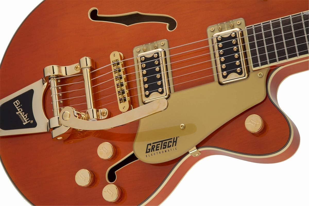 Gretsch G5655TG Electromatic Center Block Jr. Single-Cut Electric Guitar with Laurel Fingerboard, 22 Medium Jumbo Frets, Bigsby and Gold Hardware (Orange)