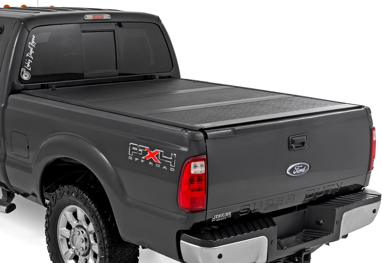 Rough Country Hard Low-Profile Tri-Fold Tonneau Cover for Ford F-250/F-350 Super Duty (1999-2016) - Low-Profile Aluminum Truck Bed Cover, Fits 6'10 Bed (81.9