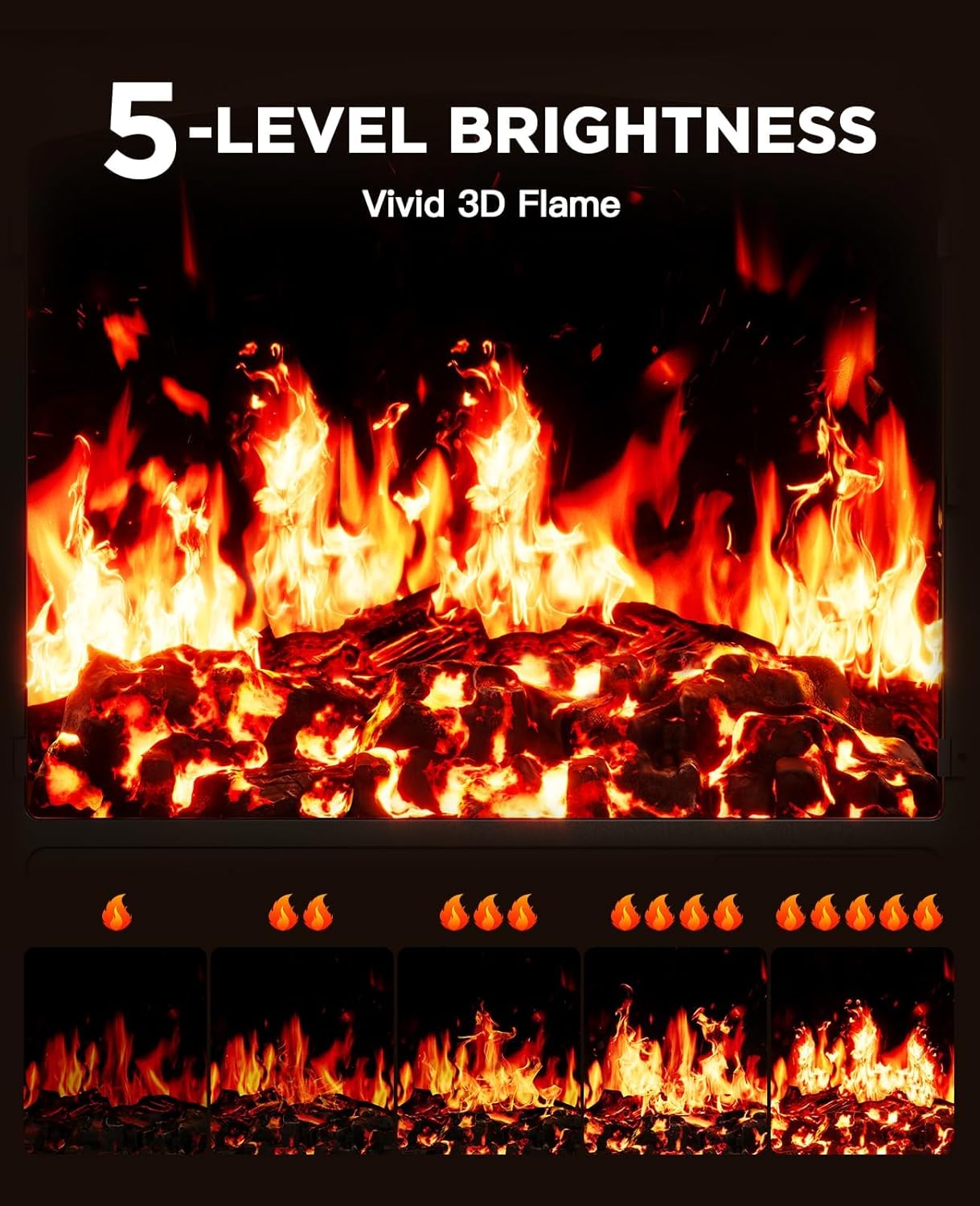 Silonn Electric Fireplace Heater, Quick Heating Portable Fireplace with App & Remote,24″ Electric Corner Fireplace Low Noise with 5 Brightness Levels,Temp Control & Timer for Living Room,Bedroom,Black