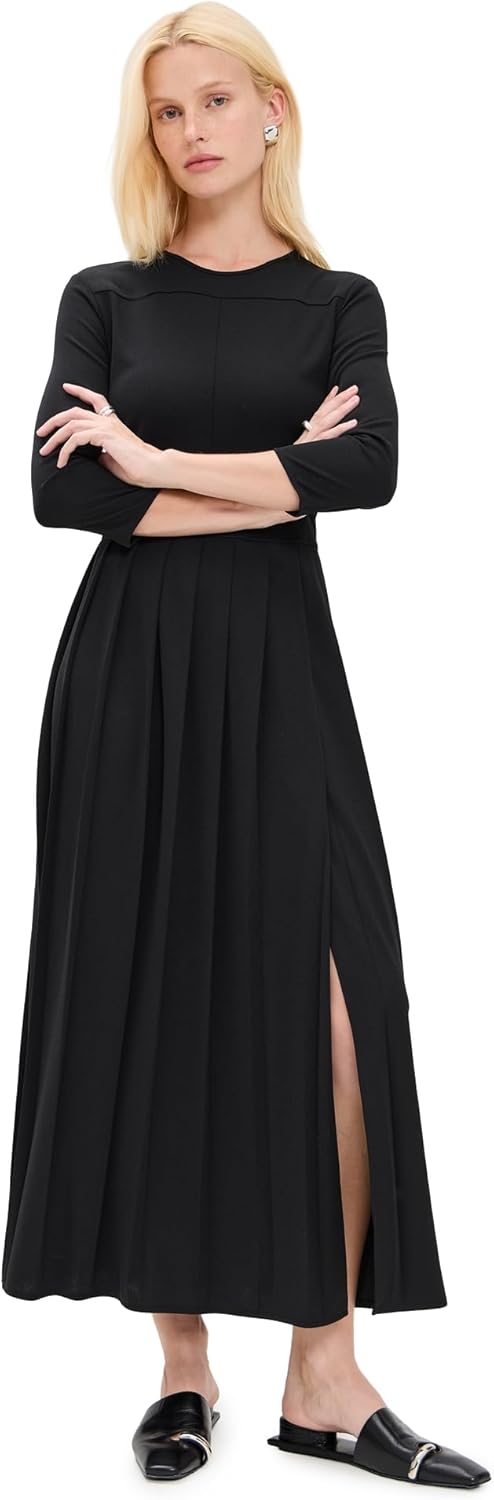 Theory Women's Long Sleeve Pleat Midi Dress