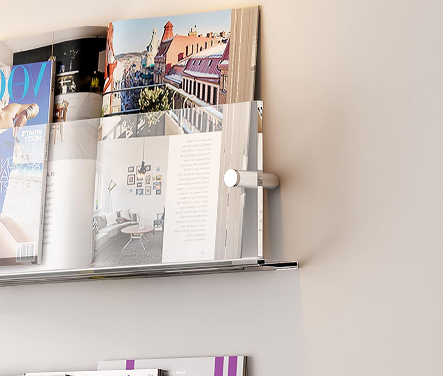 1 Pack Clear Acrylic Magazine Holder, Wall Mount Bookshelf Magazine Rack, Literature Brochure File Display Shelf for Waiting Room, Living Room, Office, Home, Organization ( Color : Gray , Size : L28xW