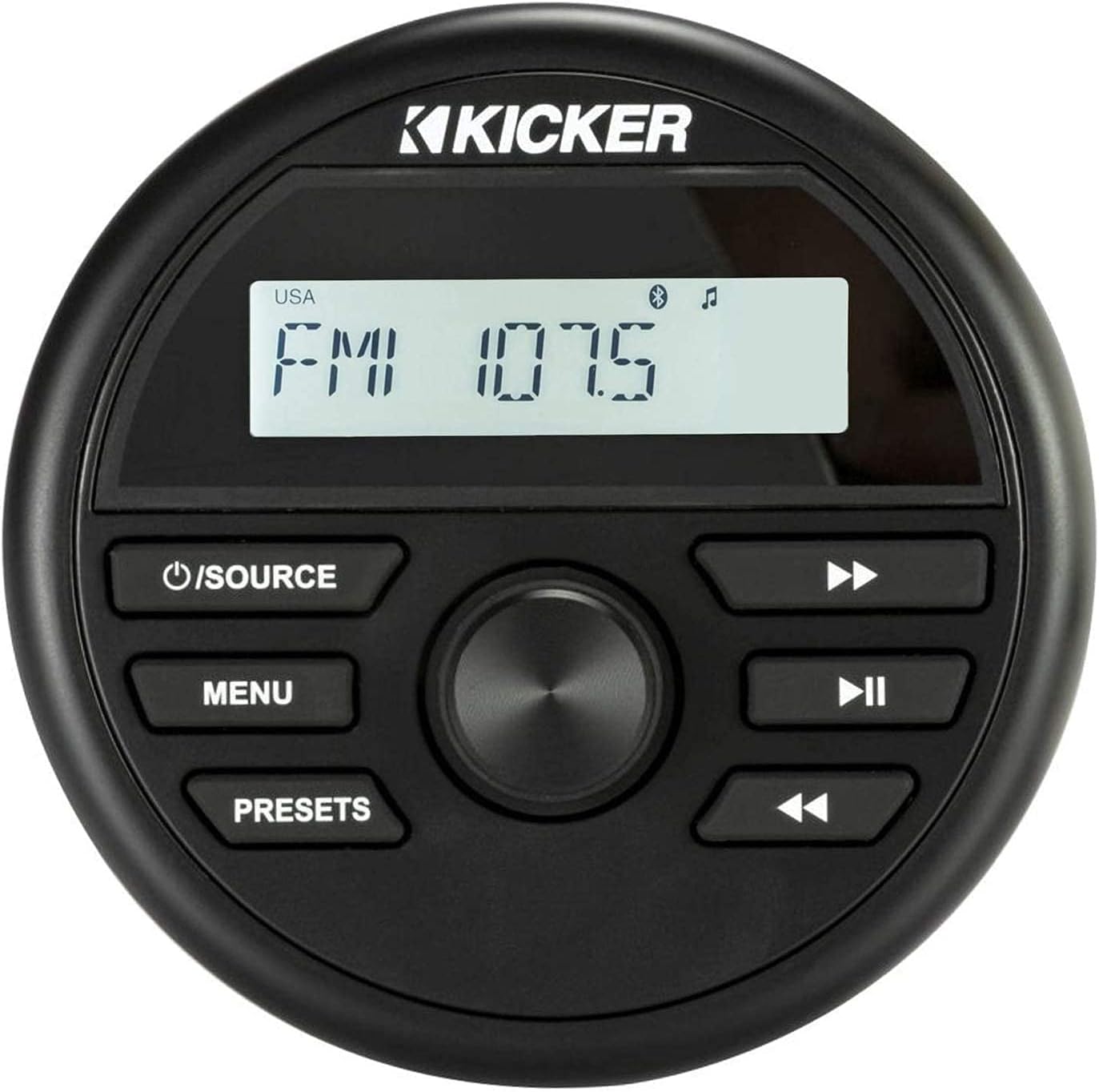 Kicker 46KMC2 200 Watts Weather-Resistant Marine Grade Compact Gauge Mount Media Center Receiver with AM/FM Radio, USB and Bluetooth Capability (Renewed)