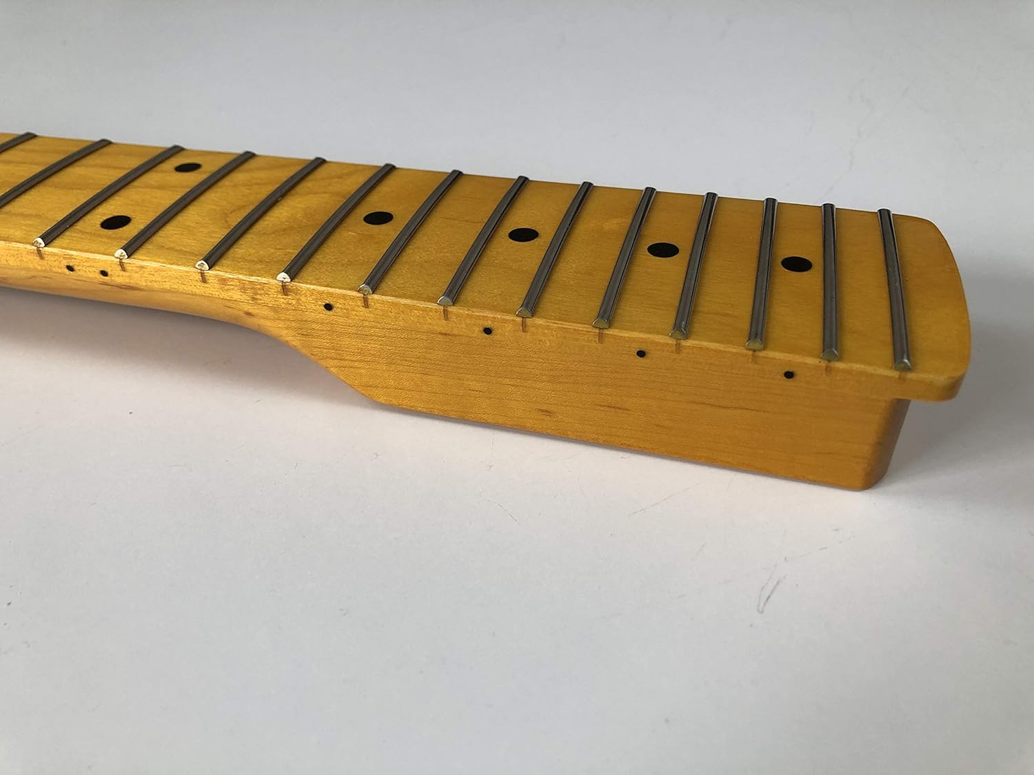 Reverse head Electric guitar Neck 22 frets Maple Fingerboard Dot Inlay Locking Nut Yellow gloss DIY