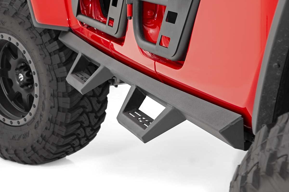 Rough Country Contoured Drop Steps for Jeep Gladiator JT (2020-2025) - Flush Fit Rails with Side Steps