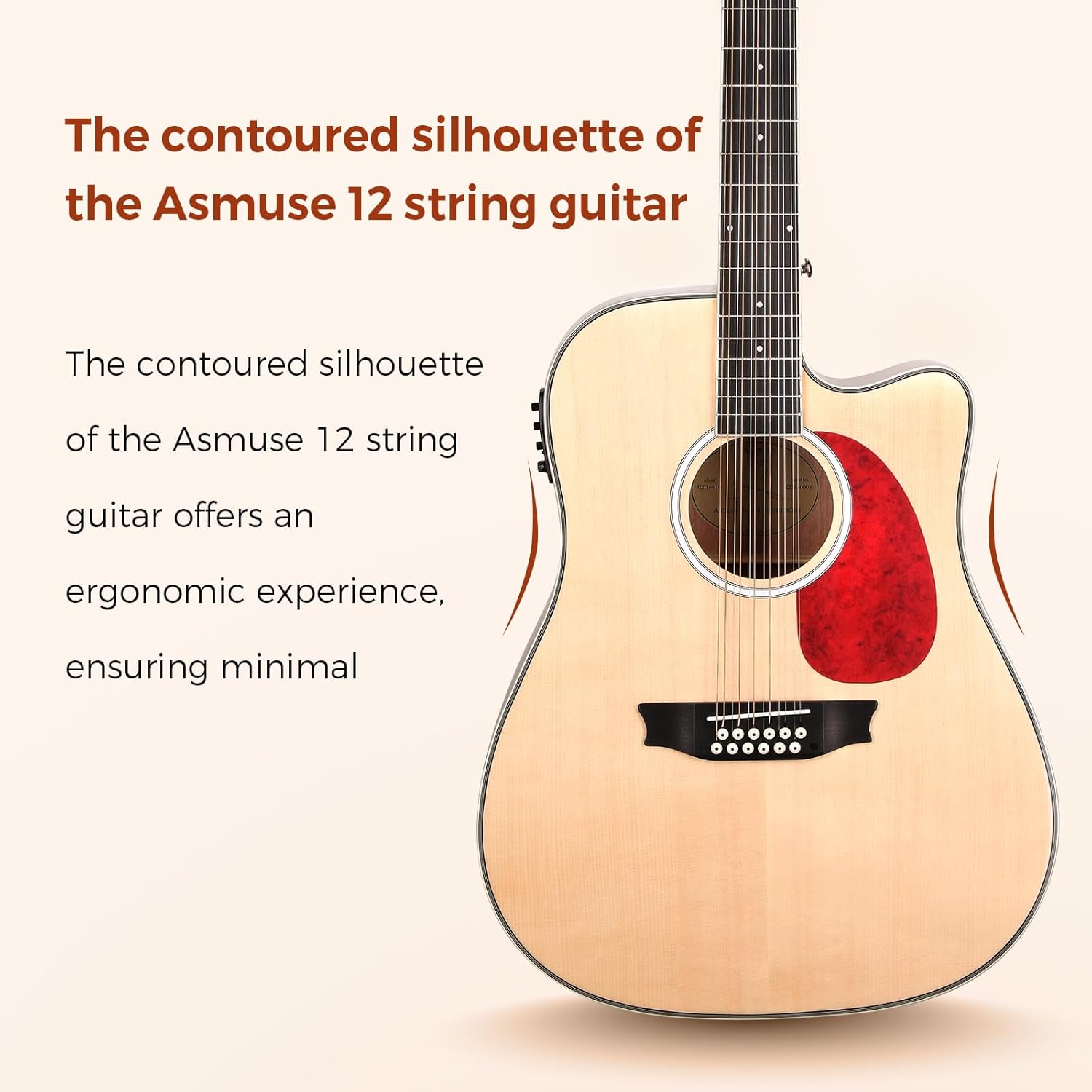 Asmuse 12 String Guitar,42” Acoustic Electric Guitar,Full Size 12 String Acoustic Guitar Bundle with 4-Band EQ, Gig Bag, Picks, Shoulder Strap