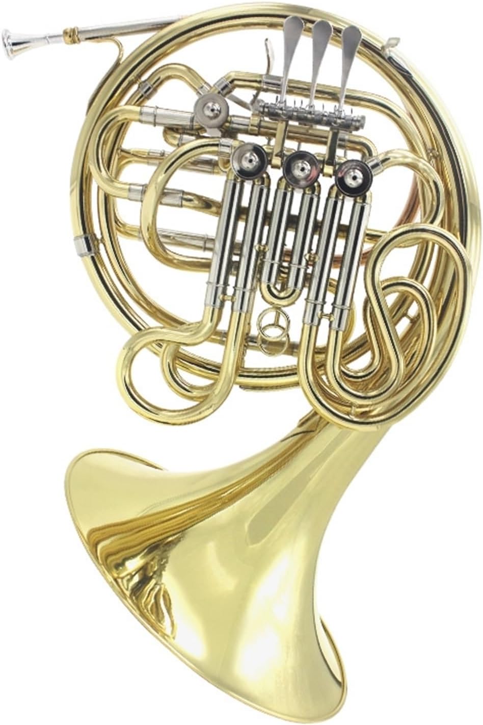 Brass French Horn Four-Key Double Horn Conjoined Transposed Horn Four-Key Double-Row Horn Instrument