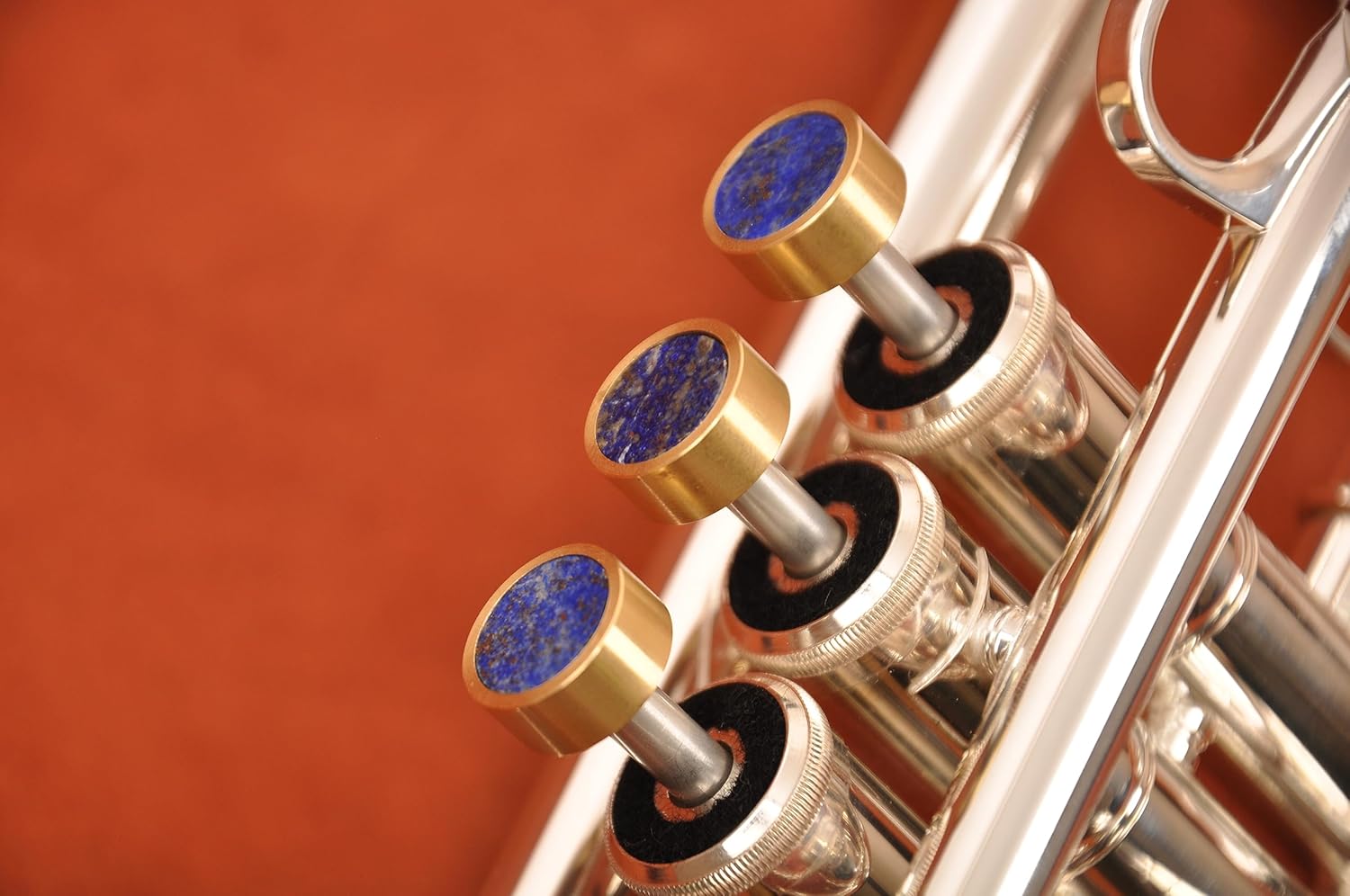 HEAVY Trumpet custom finger buttons for all Yamha (All YTR), Stomvi, Shagerl, Carol Brass and Fides Trumpets, Yamaha flugelhorn 631/731, Yamaha cornet models (Raw Brass, Lapis Lazuli)