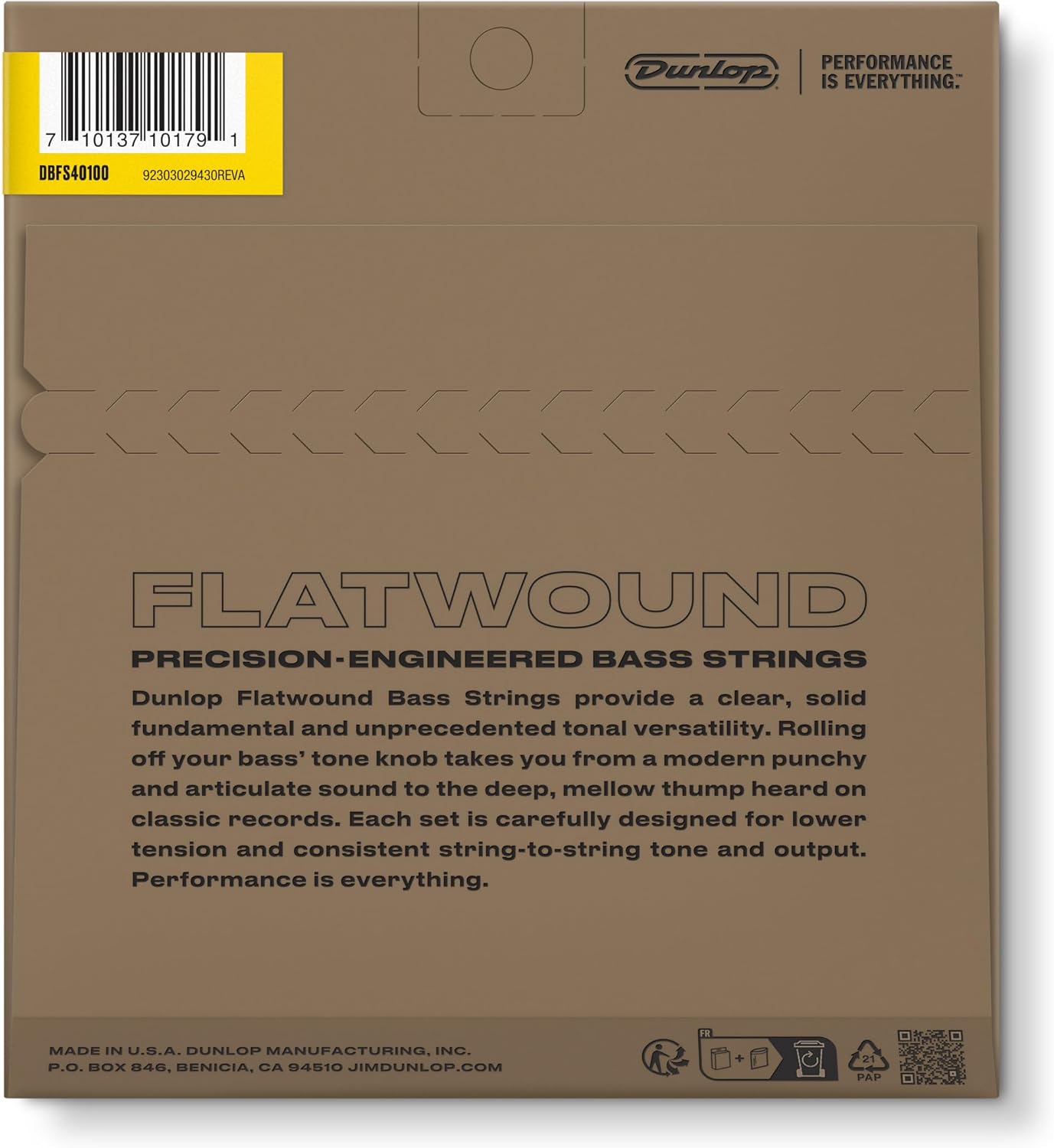 Jim Dunlop Stainless Steel Flatwound Bass Strings 40-100