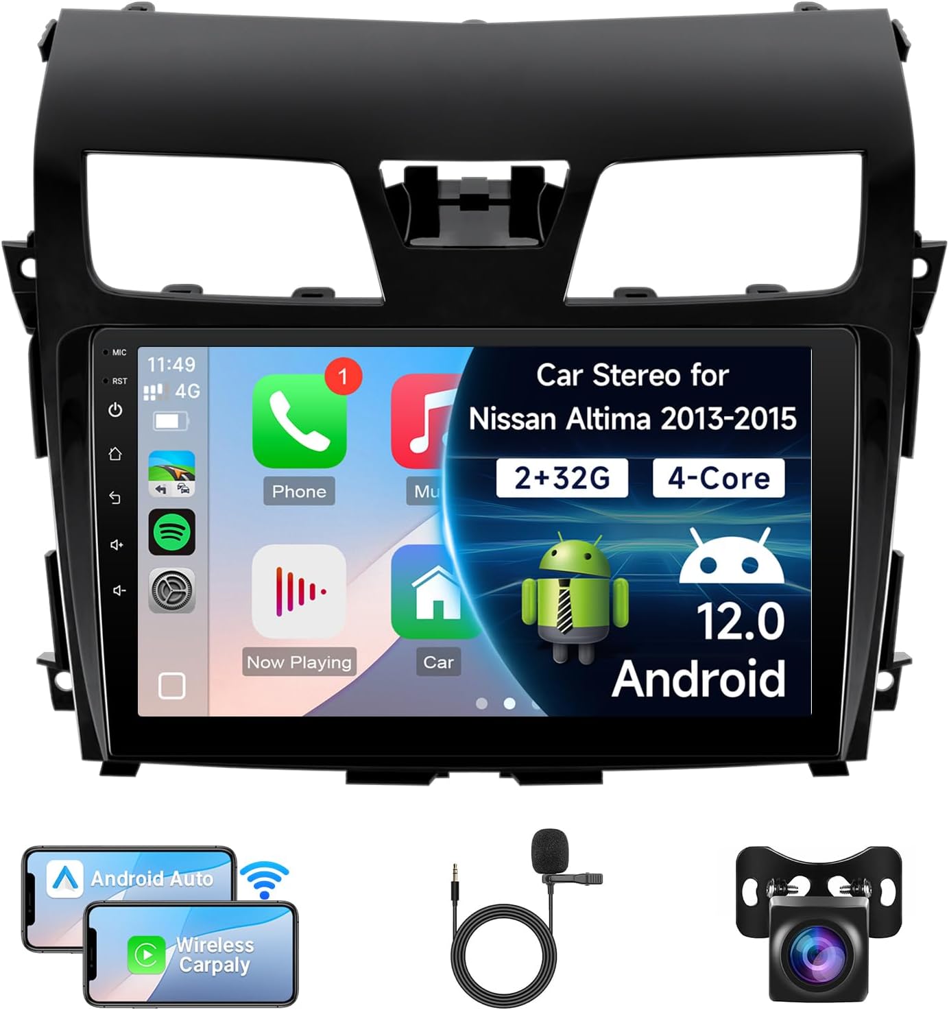 Car Stereo for Nissan Altima Teana 2013 2014 2015 with Wireless Carplay Android Auto, 10.1