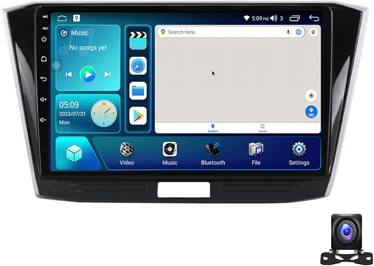 Double Din Car Stereo Bluetooth MP5 Player with Carplay/Auto, 9 Inch Touchscreen Radio Receiver with AHD Backup Camera, for VW Passat B8 2015~2018 Support 4G/SWC/DSP,4 core m100s 1g+32g