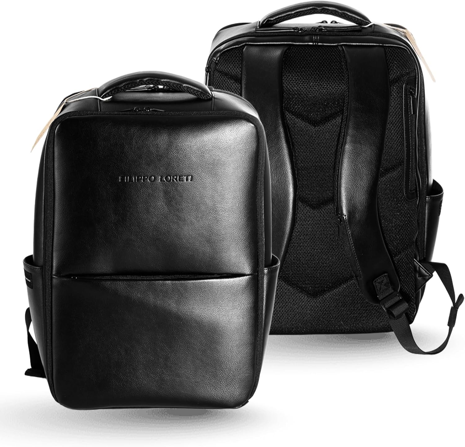FILIPPO LORETI Leather Travel Backpack with Laptop Compartment fits 16